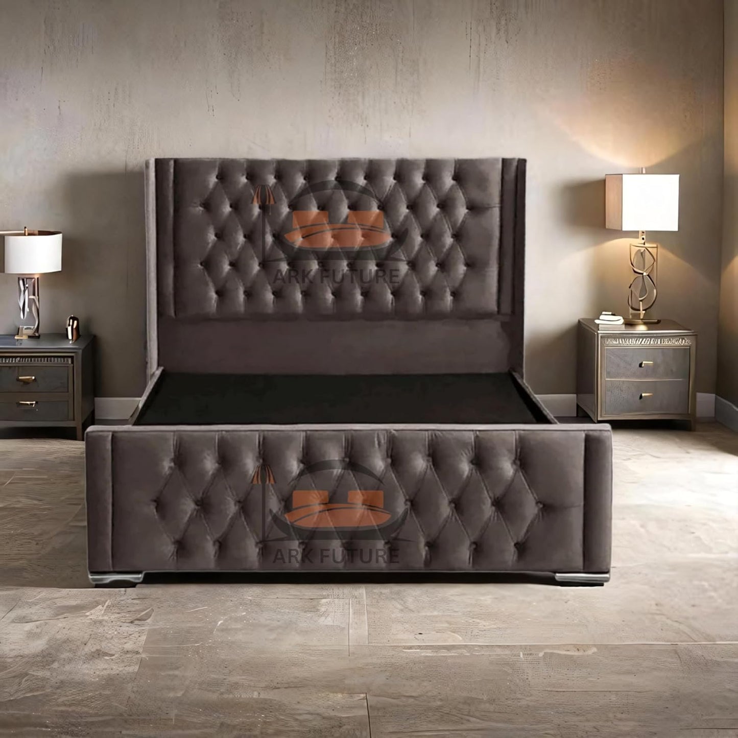 Calgary Upholstered Bed Frame | Modern Fabric Bed with Tufted Headboard
