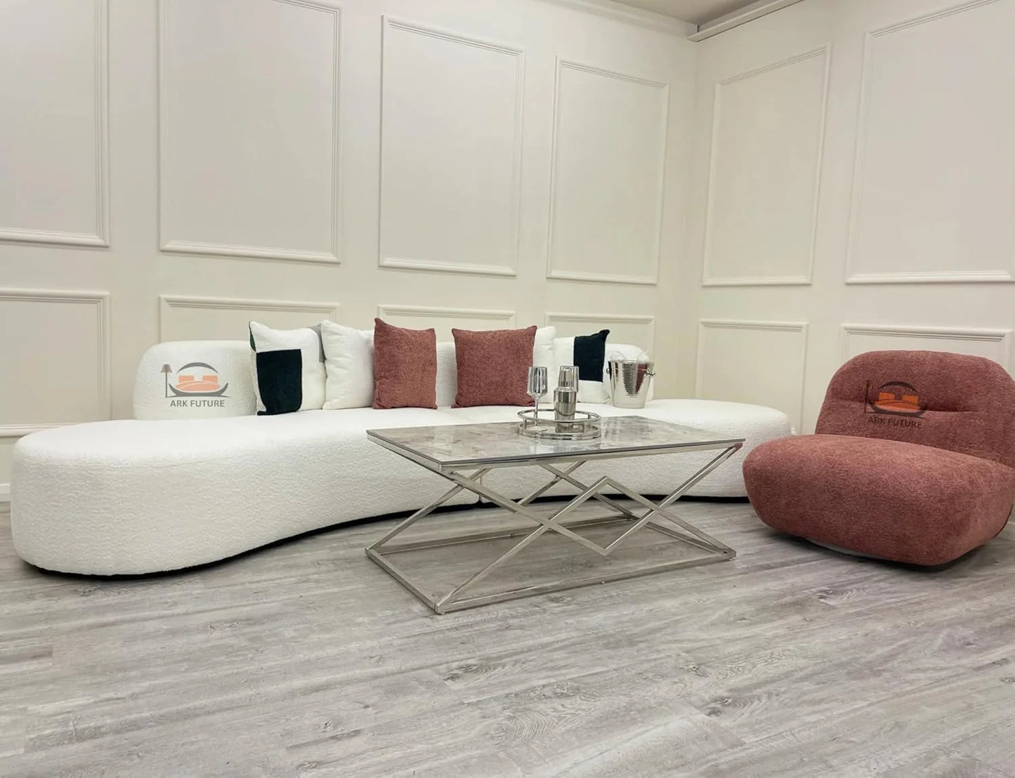 Miami Curved 3-Seater Boucle Sofa – Modern L Shape Sofa