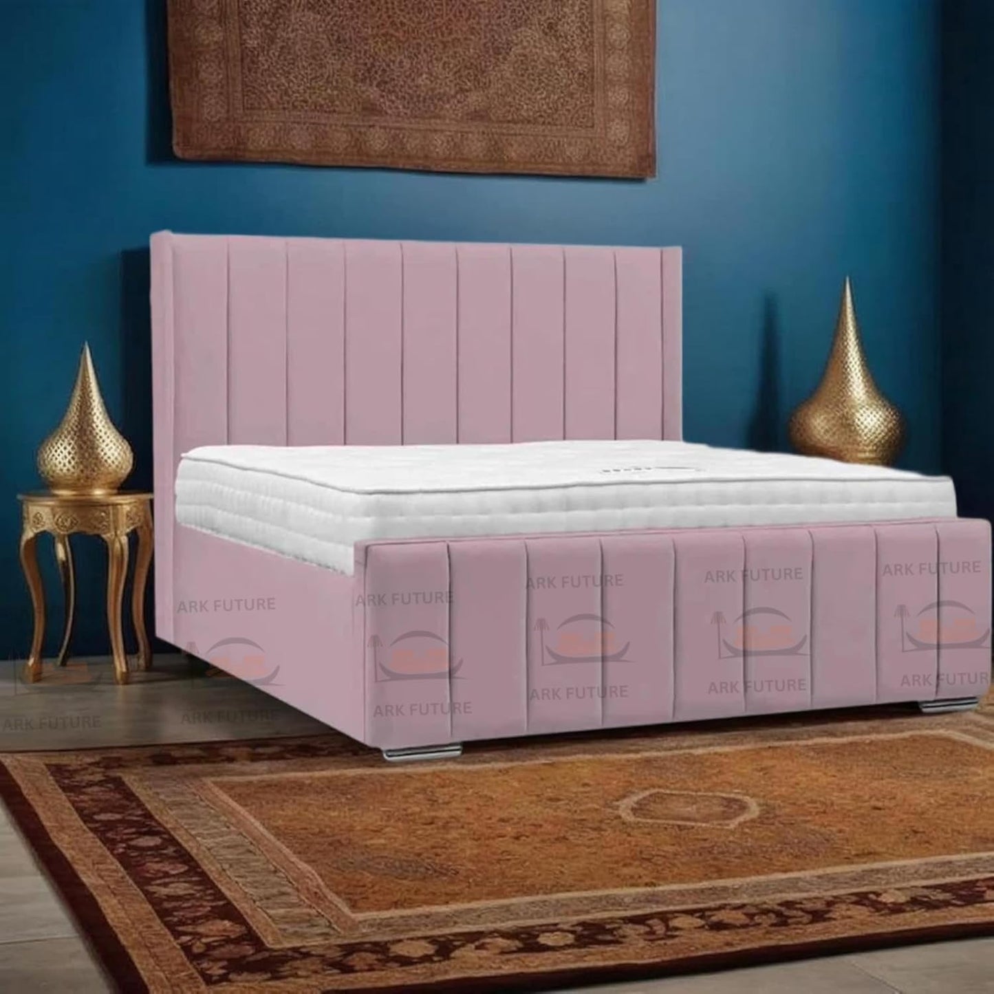 Amelia Panel Wing Ottoman Bed Frame – Upholstered Storage Bed with Gas Lift