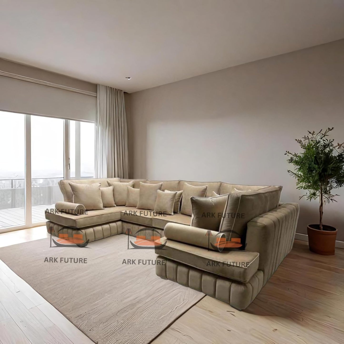 Brick Lane U-Shape Sofa with Contrast Piping – Modern Sectional Couch