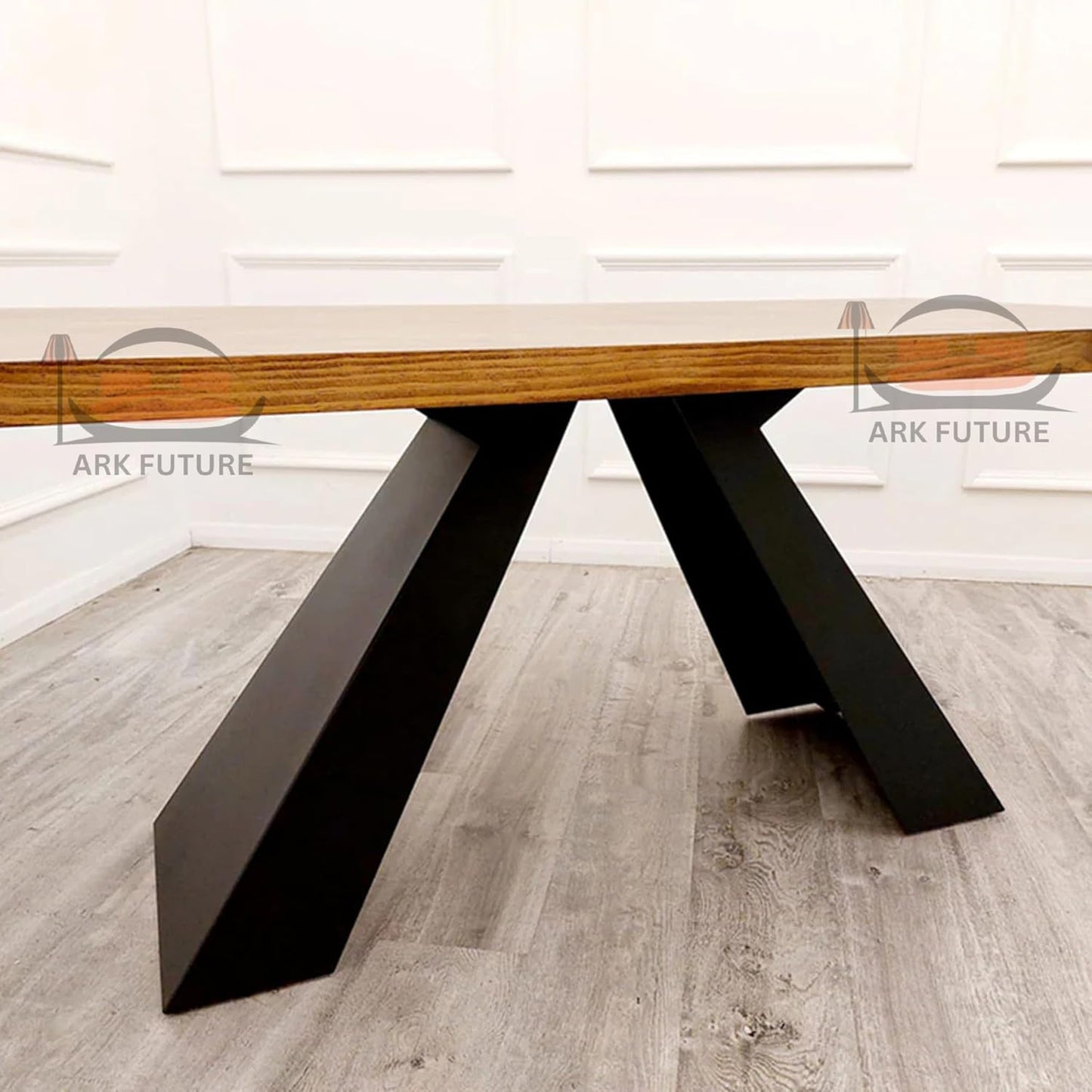Axel 1.8m Pine Wood Dining Table with Black Metal Legs