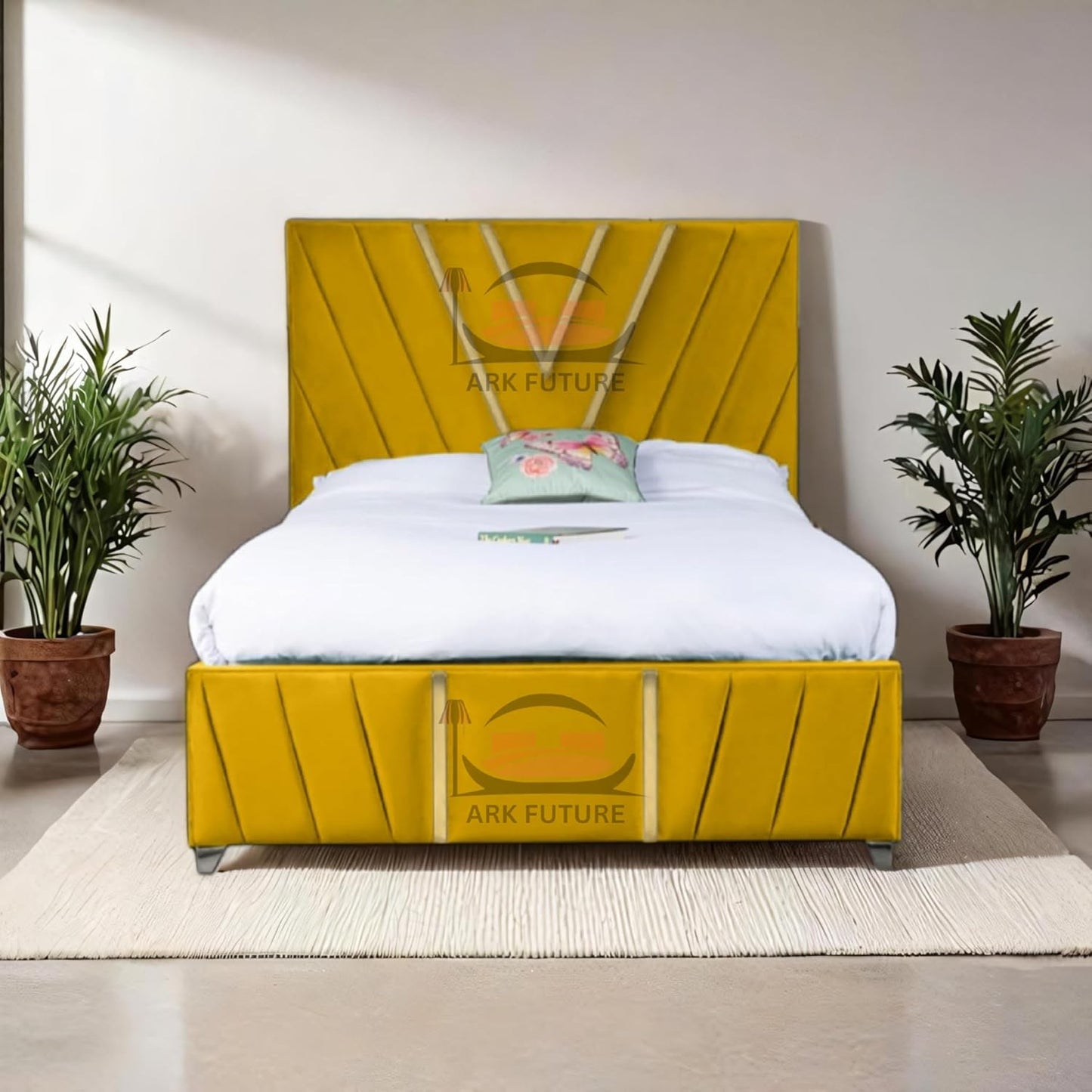 Midnight Mirage Plush Velvet Bed Frame with Tufted Headboard