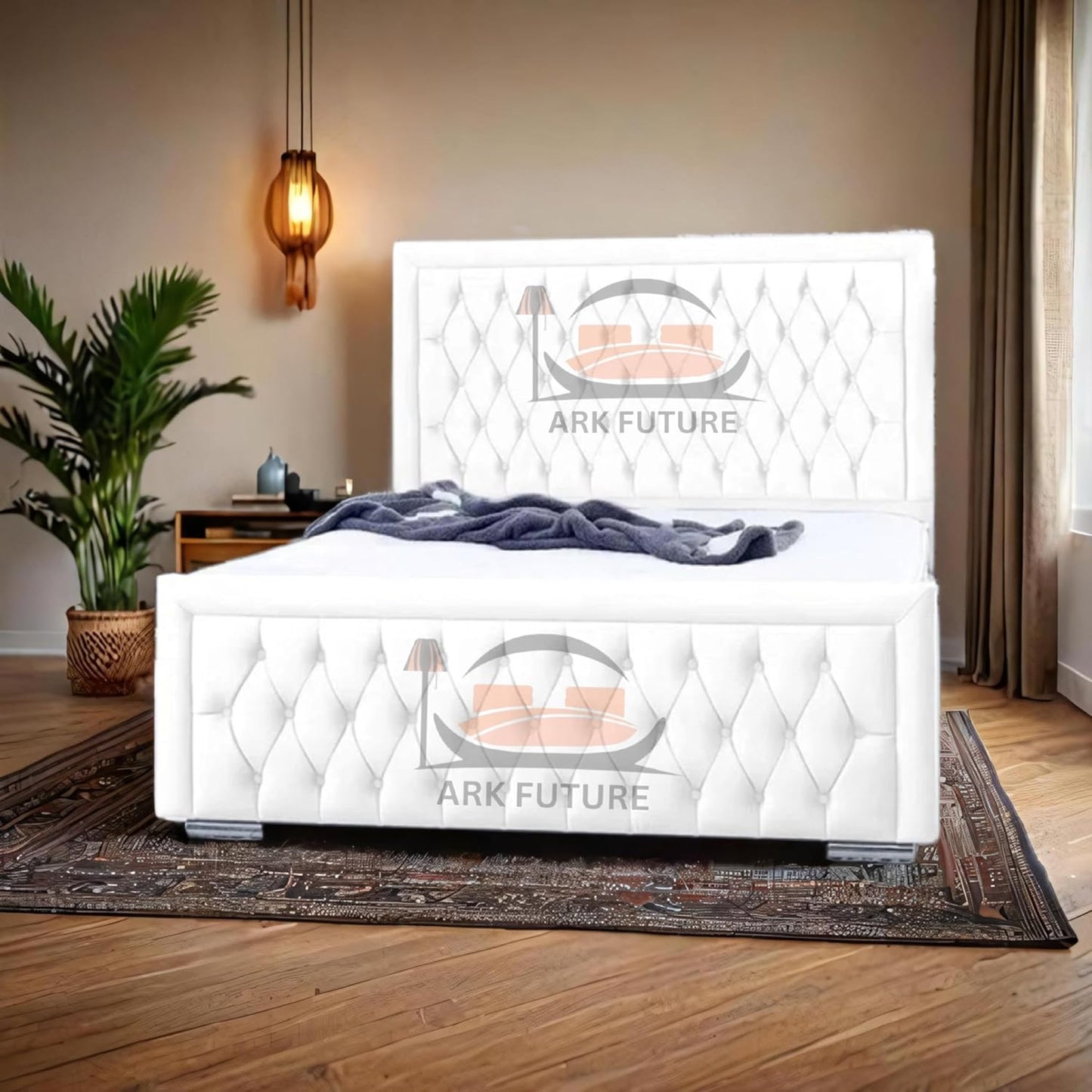 Celeste Upholstered Ottoman Bed – Velvet/Fabric Finish, Storage, Easy Lift, Stylish Headboard