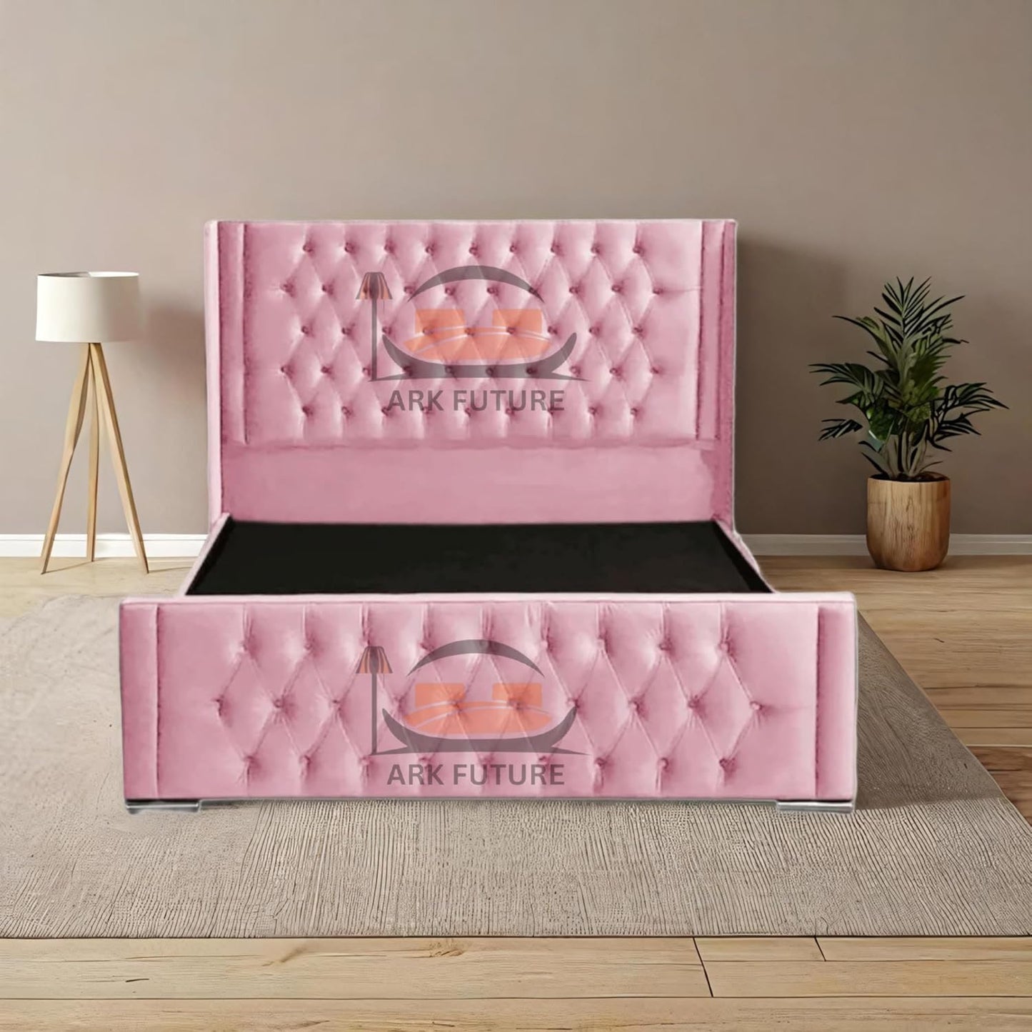 Calgary Upholstered Bed Frame | Modern Fabric Bed with Tufted Headboard