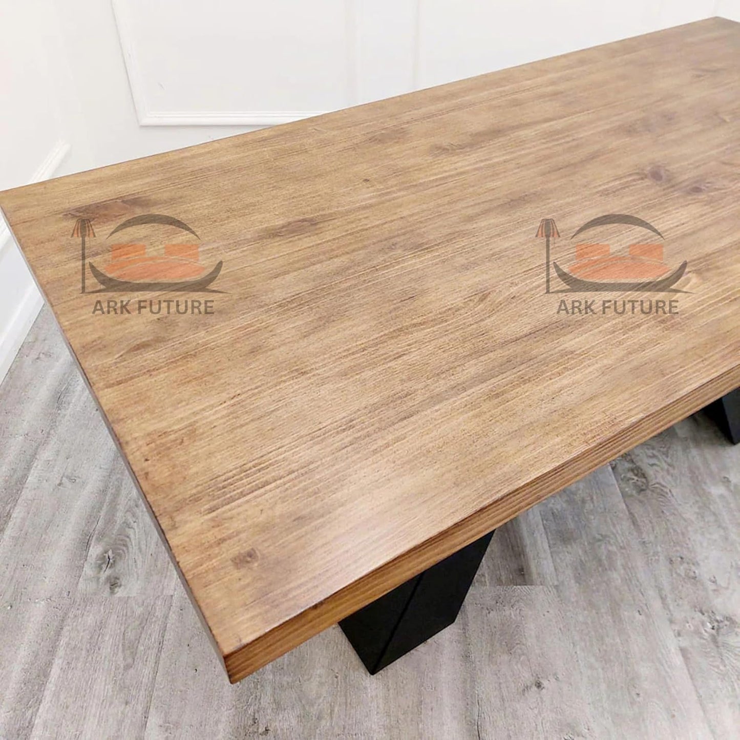 Axel 1.8m Pine Wood Dining Table with Black Metal Legs