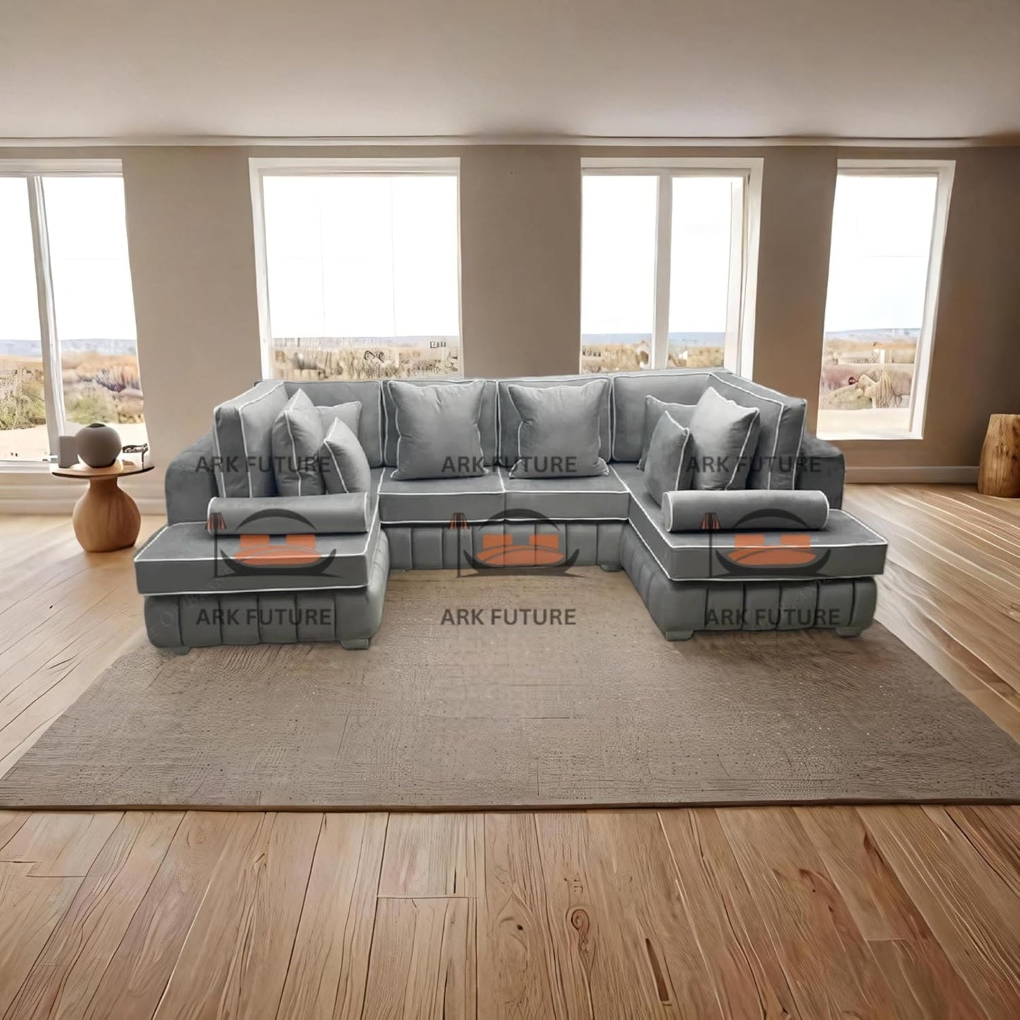 Brick Lane U-Shape Sofa with Contrast Piping – Modern Sectional Couch