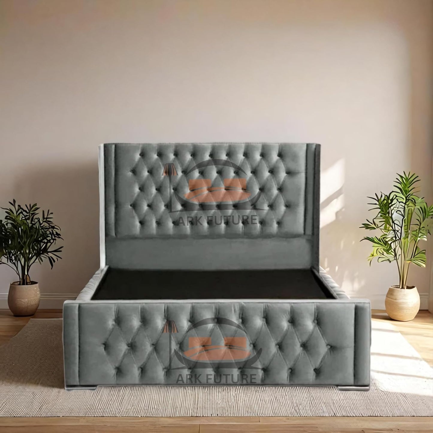 Calgary Upholstered Bed Frame | Modern Fabric Bed with Tufted Headboard