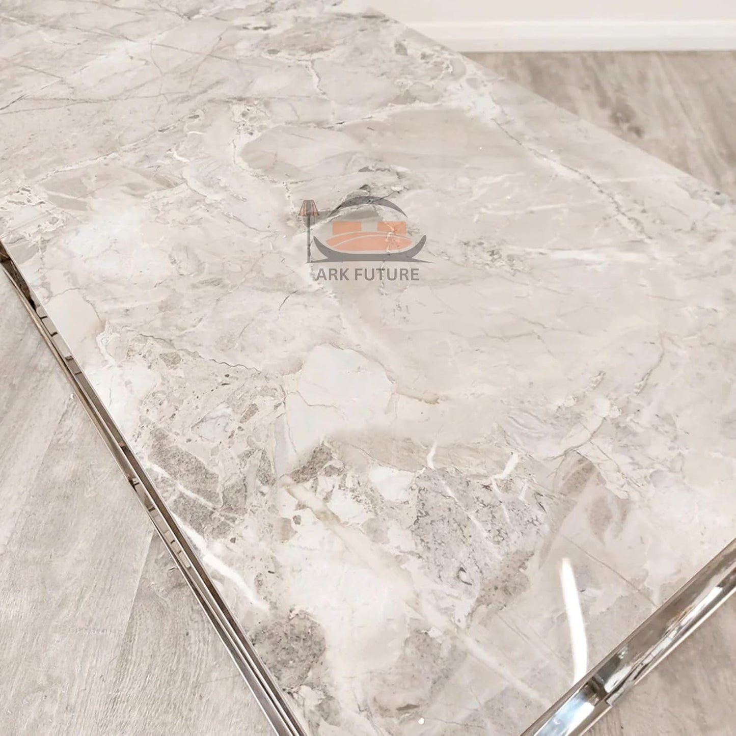 Stella Chrome Coffee Table with Ash Grey Stone Top