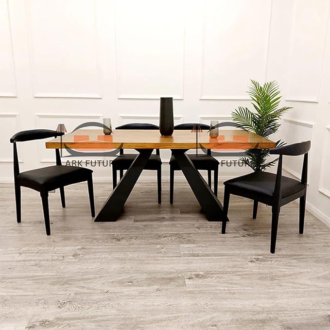 Axel 1.8m Pine Wood Dining Table with Black Metal Legs