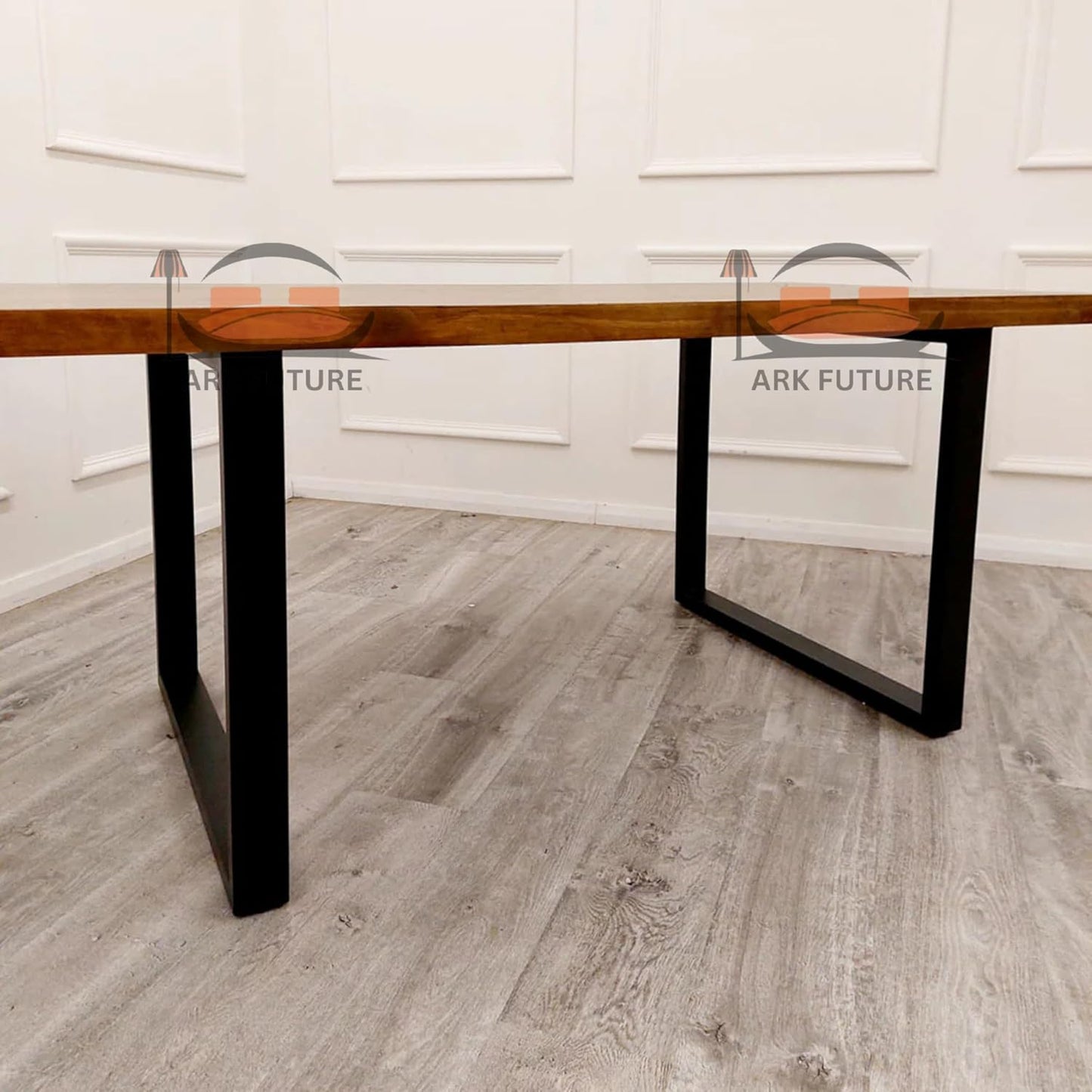 Freya 1.8 Dining Table β Solid Dark Pine Wood & Matt Black Metal Legs