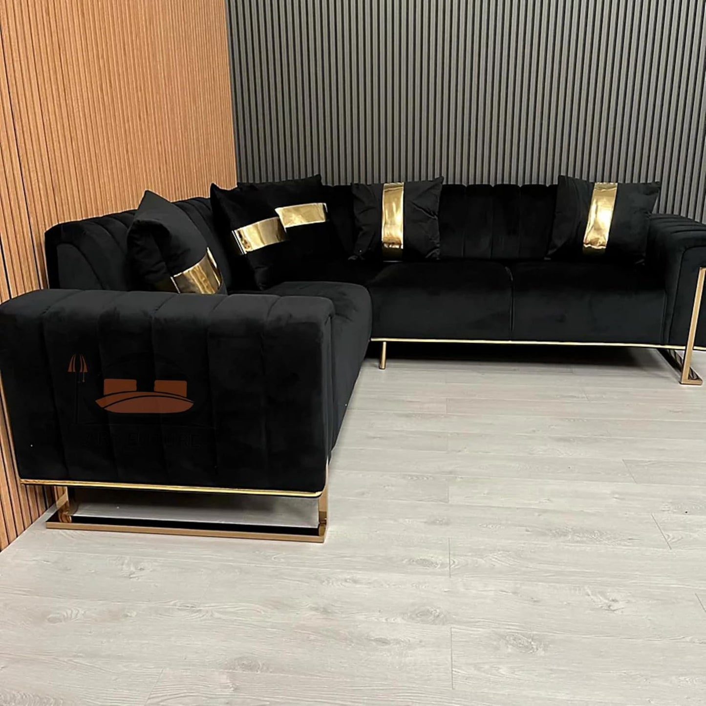Genova Black Velvet Corner Sofa Range