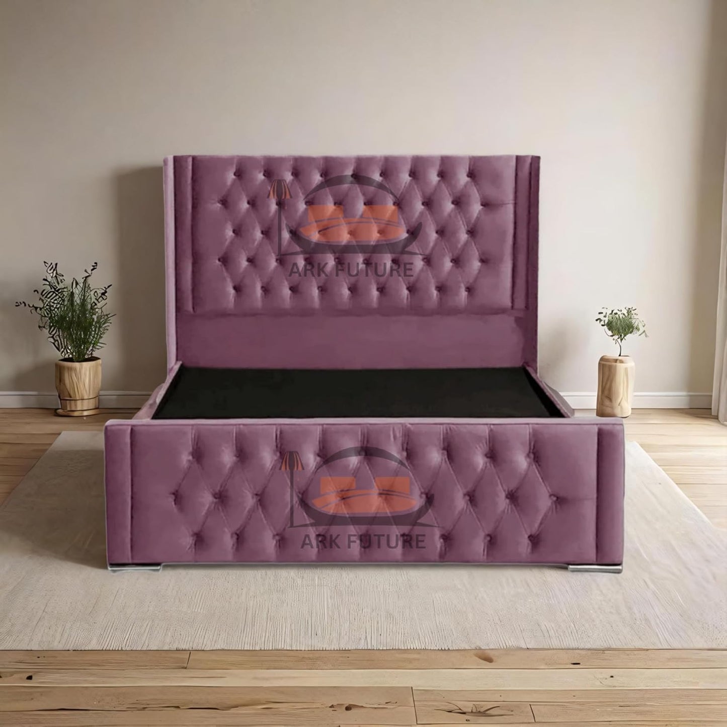 Calgary Upholstered Bed Frame | Modern Fabric Bed with Tufted Headboard