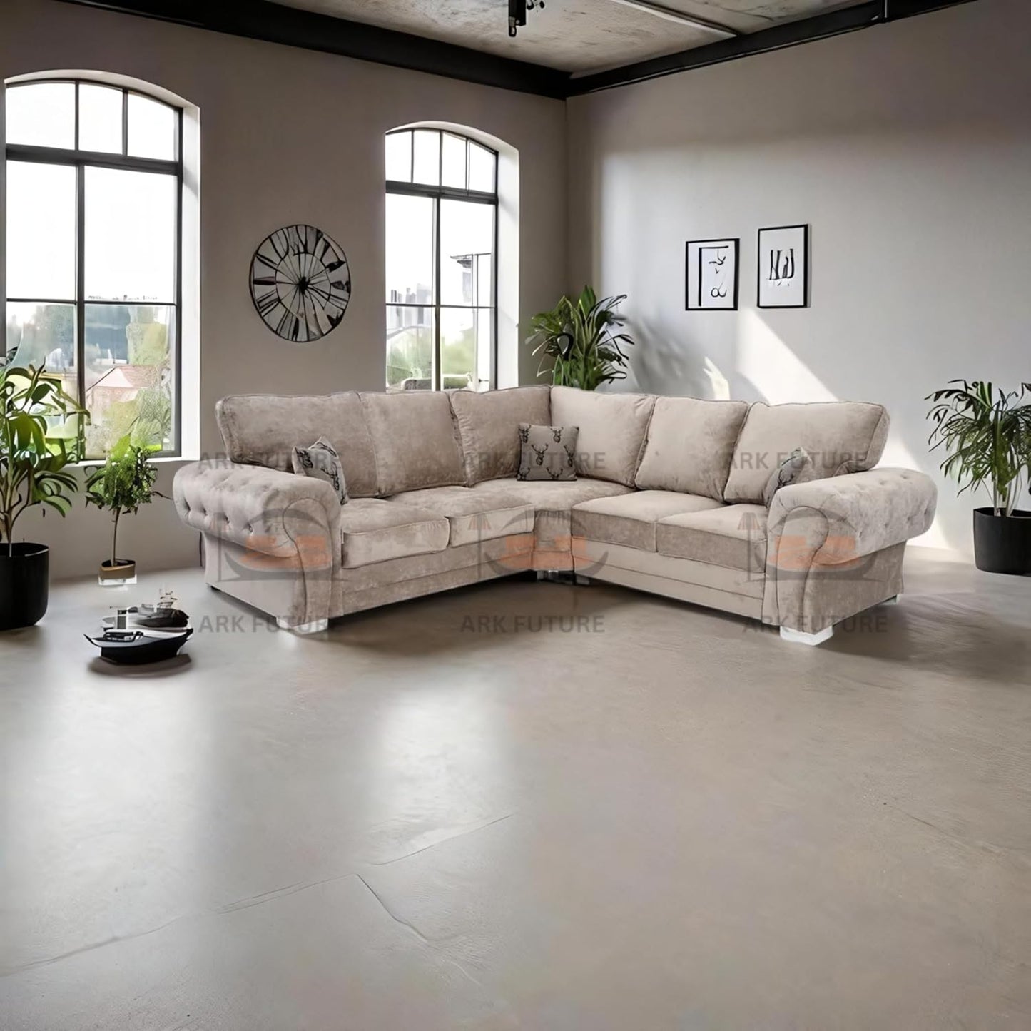 Veneto 5-Seater L-Shaped Corner Sofa with Full Back and Chesterfield Arms