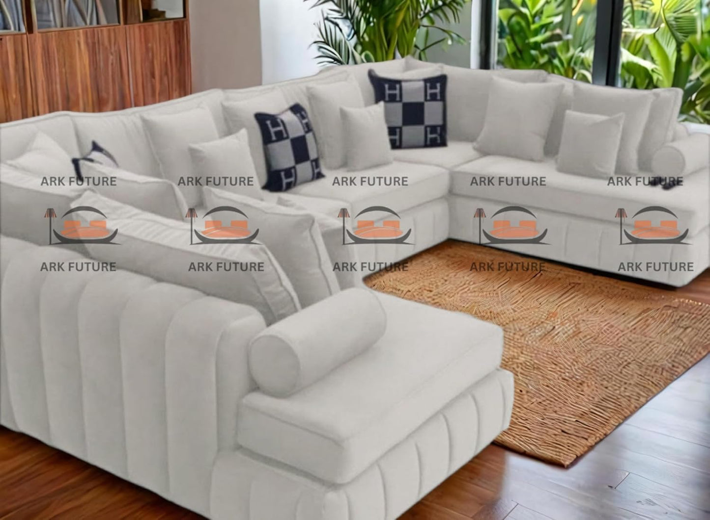 Brick Lane U-Shape Sofa with Contrast Piping – Modern Sectional Couch