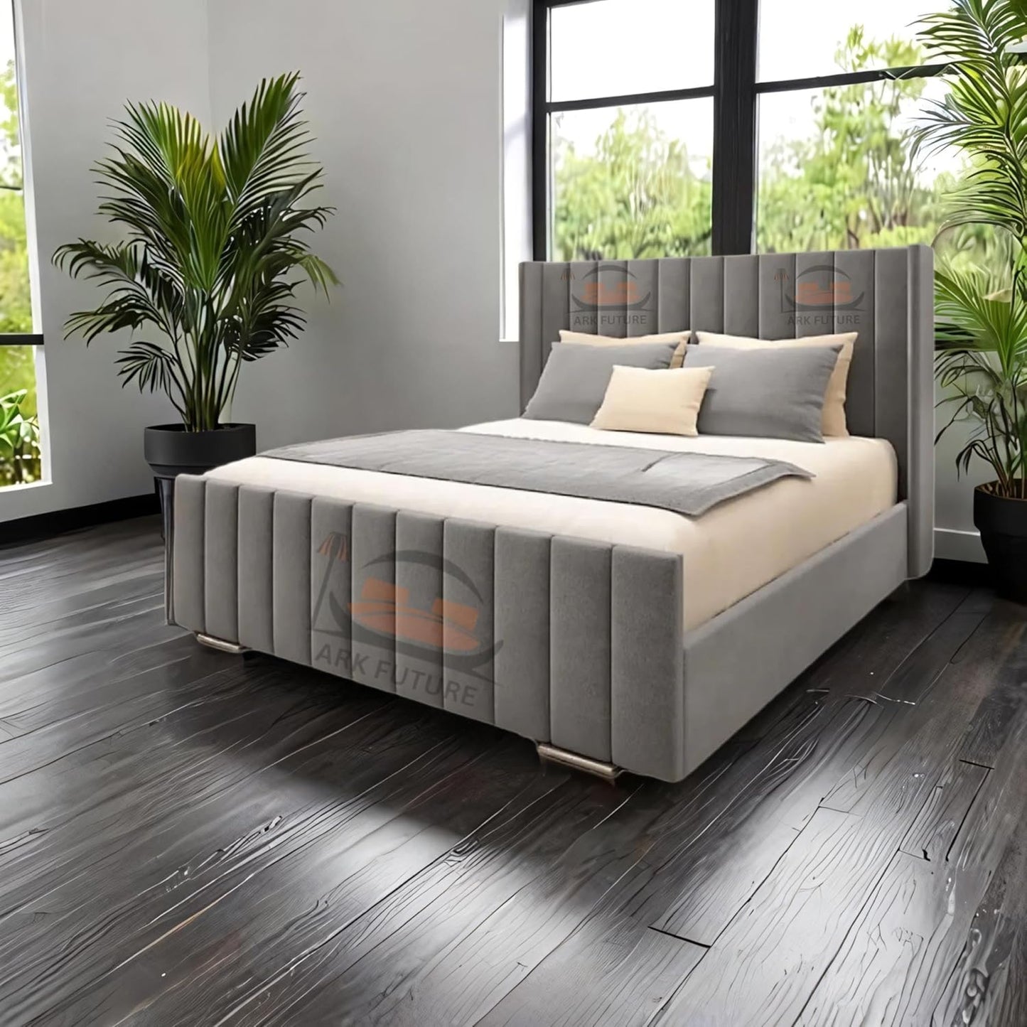 Hampton Deluxe Upholstered Bed Frame – Sturdy & Elegant Design