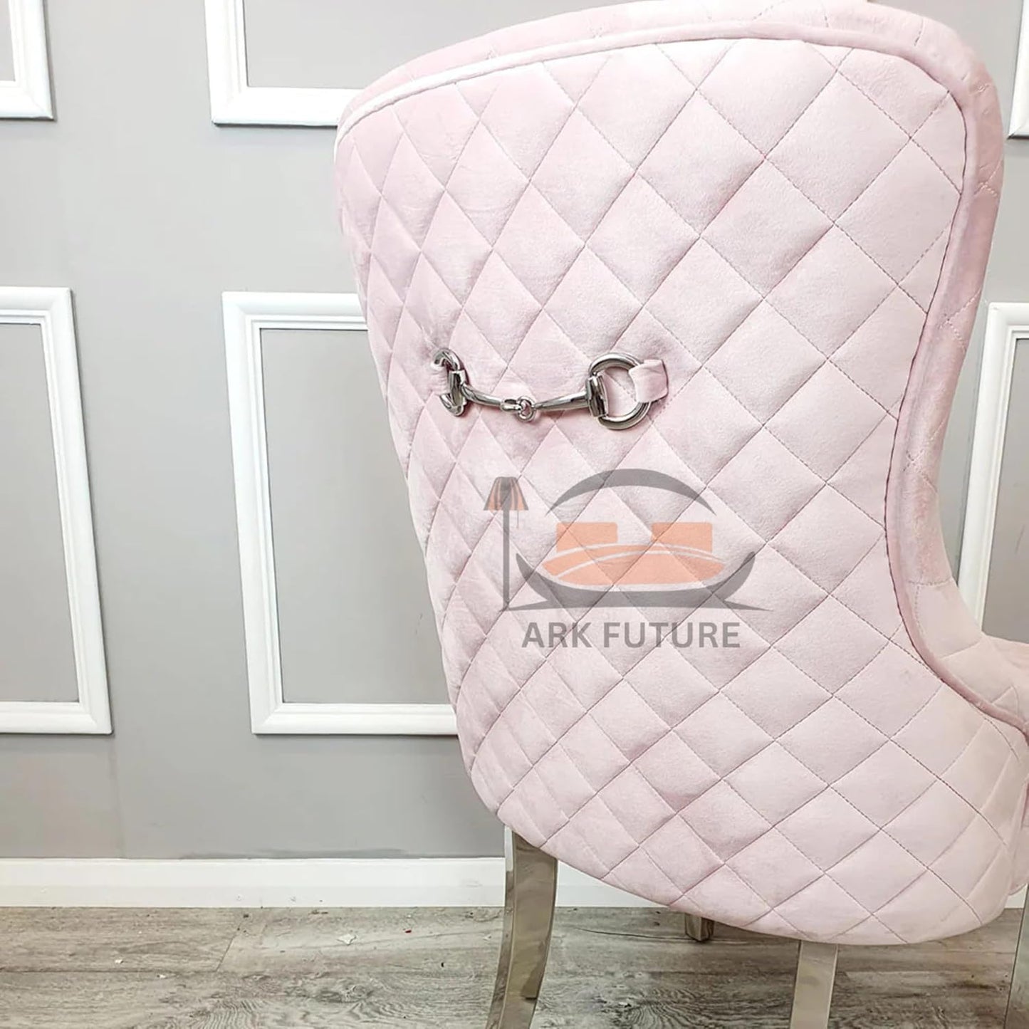 Kate Pink Velvet Dining Chairs – Set of 4, Chrome Legs, Back Clasp