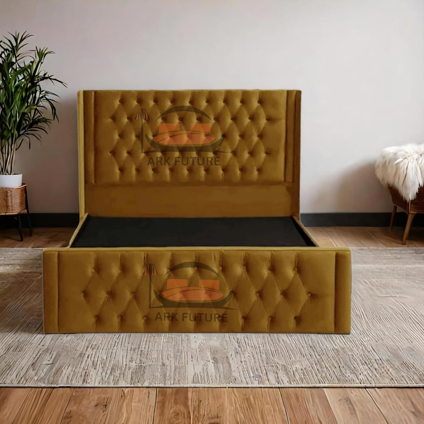 Calgary Upholstered Bed Frame | Modern Fabric Bed with Tufted Headboard