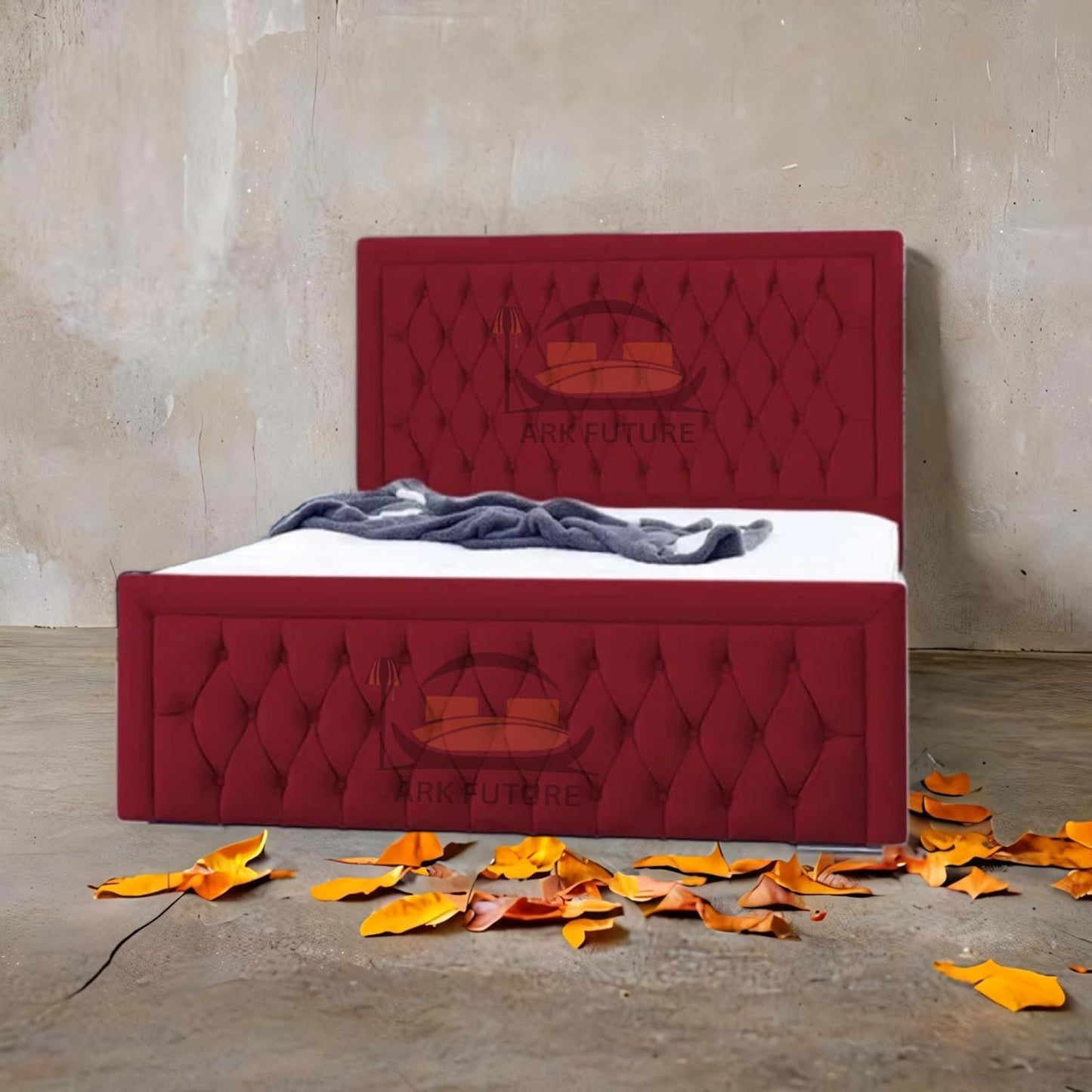 Celeste Upholstered Ottoman Bed – Velvet/Fabric Finish, Storage, Easy Lift, Stylish Headboard