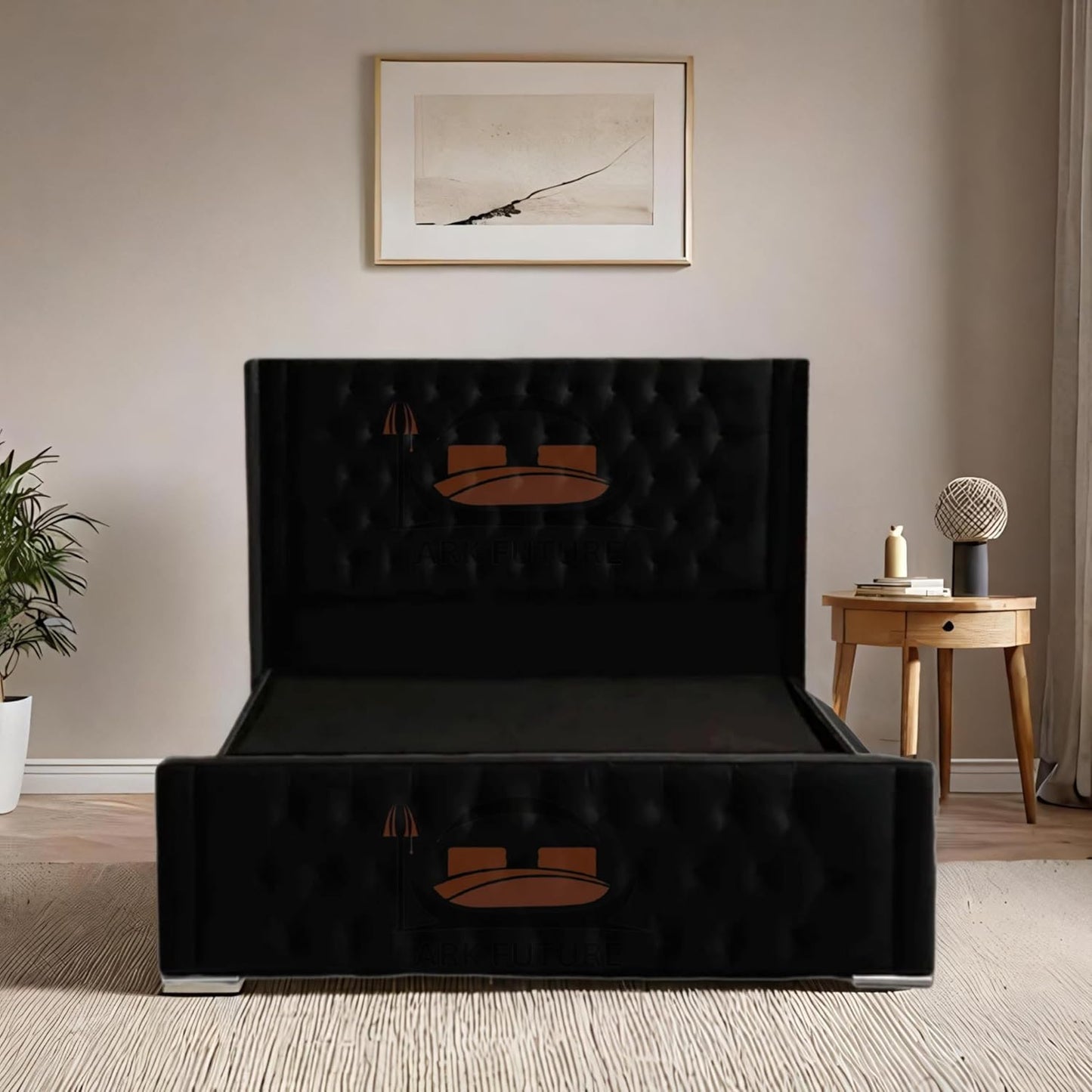 Calgary Upholstered Bed Frame | Modern Fabric Bed with Tufted Headboard