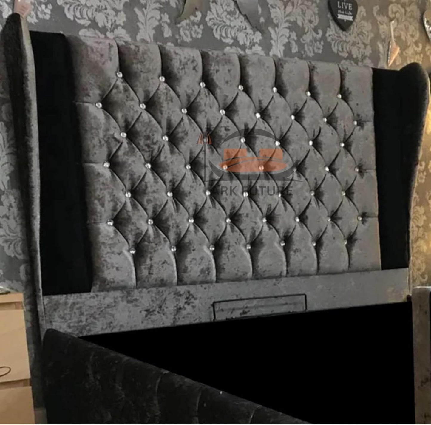 Serena Upholstered Bed Frame with Velvet or Fabric Finish