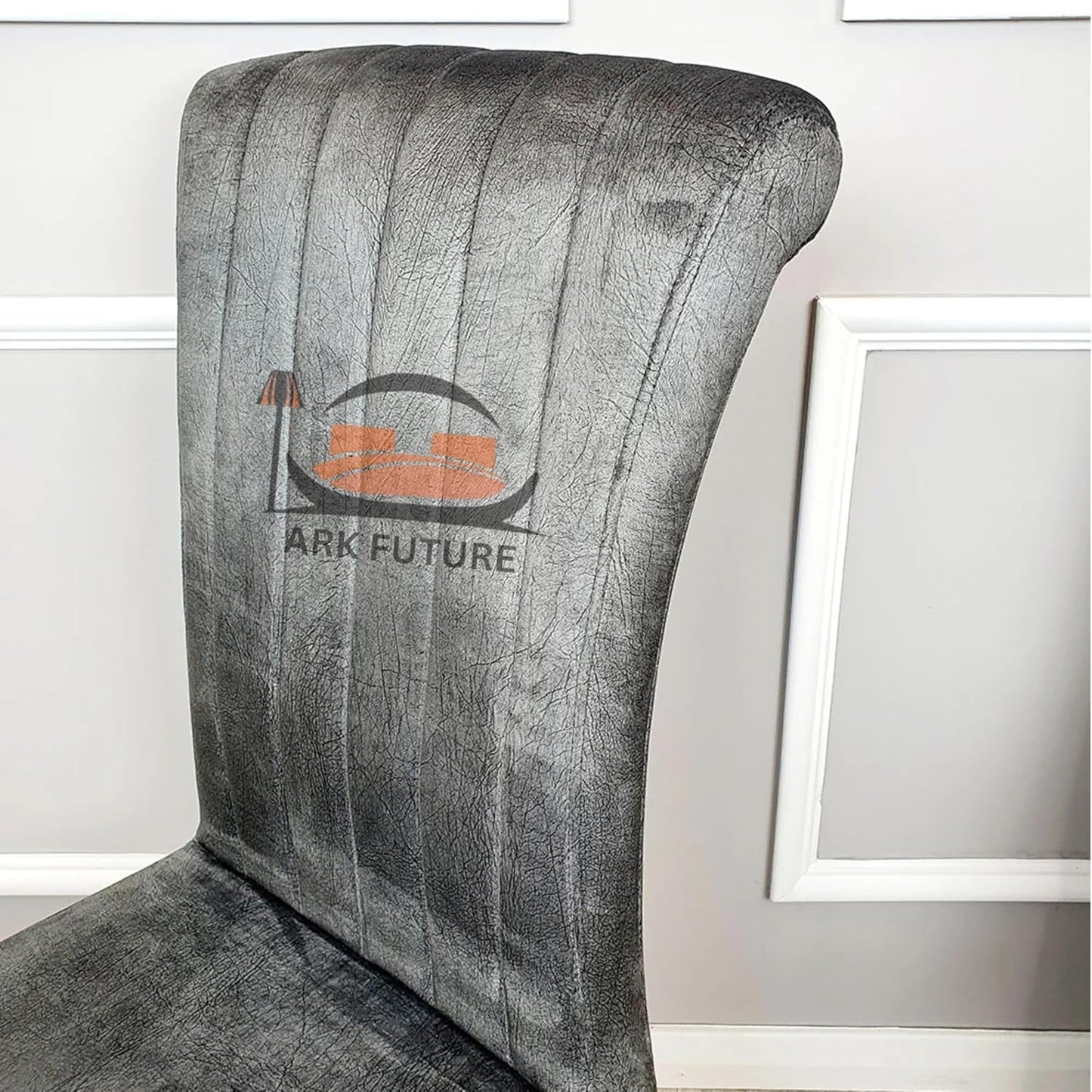 Nicole Grey Leather Dining Chairs – Set of 6, Chrome Legs