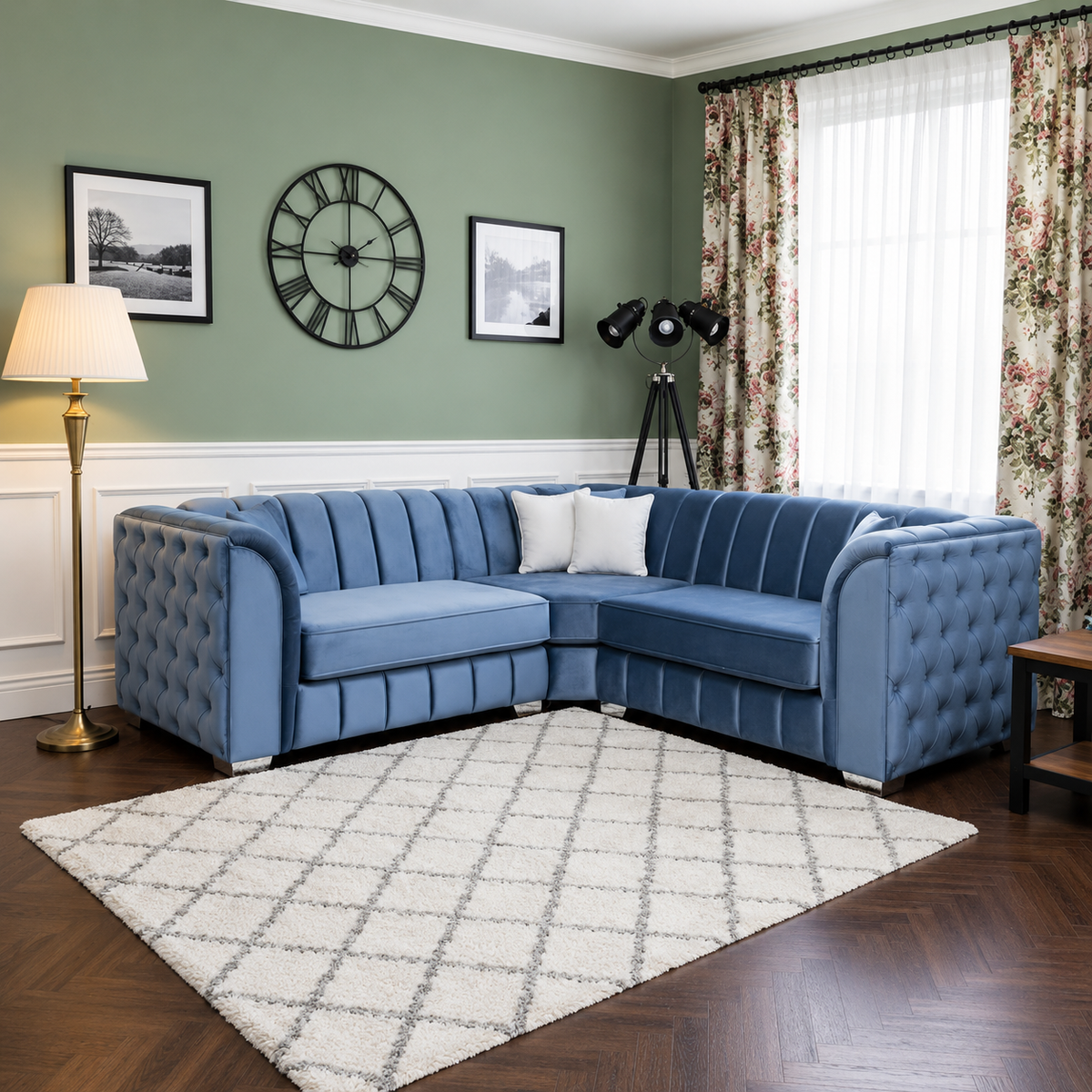 Venture Spot Corner Sofa In Plush Velvet Fabric