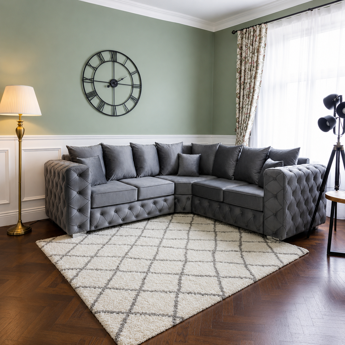 Onyx Comfort Corner Sofa In Plush Velvet Fabric