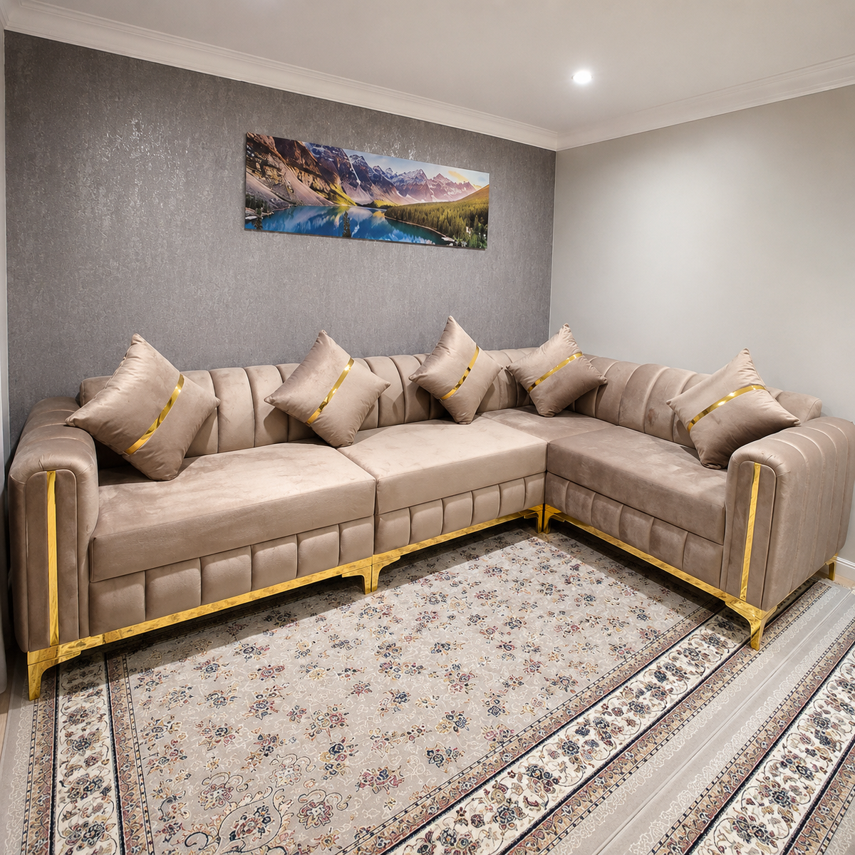 Venus L shape Sofa in Plush Velvet Fabric