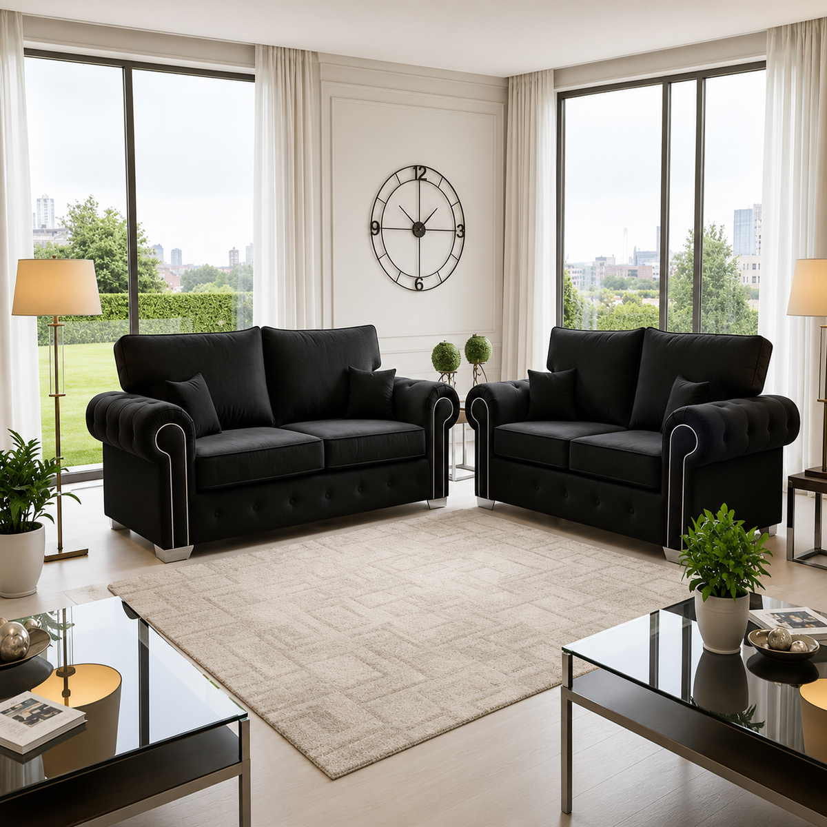 Blenheim Classic 3 + 2 Seater Sofa In Plush Velvet Fabric