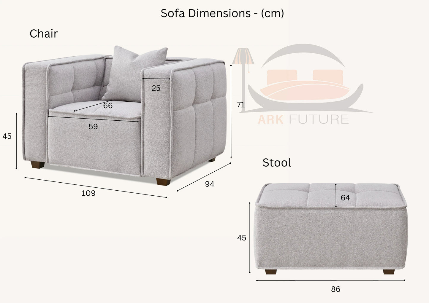 Aluxo Murray Sofa in Putty Boucle Fabric