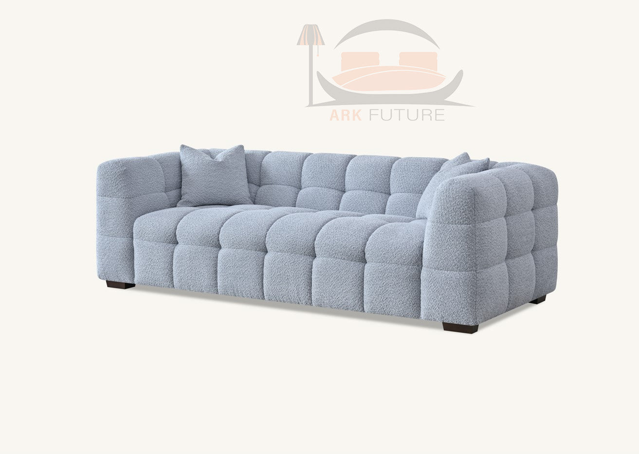 Aluxo Tribeca Comfortable Sofa in Pearl Boucle Fabric
