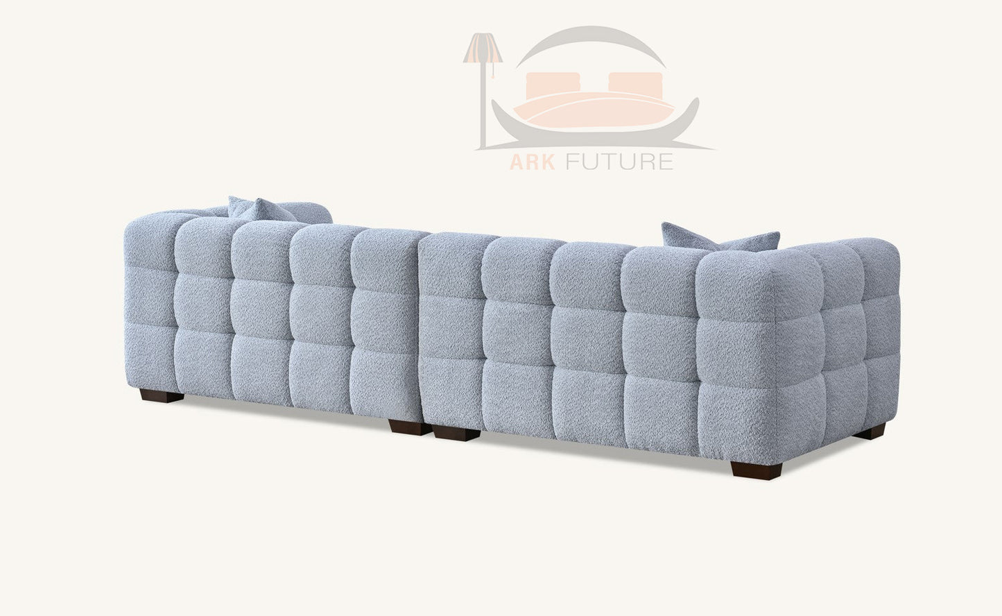 Aluxo Tribeca Comfortable Sofa in Pearl Boucle Fabric