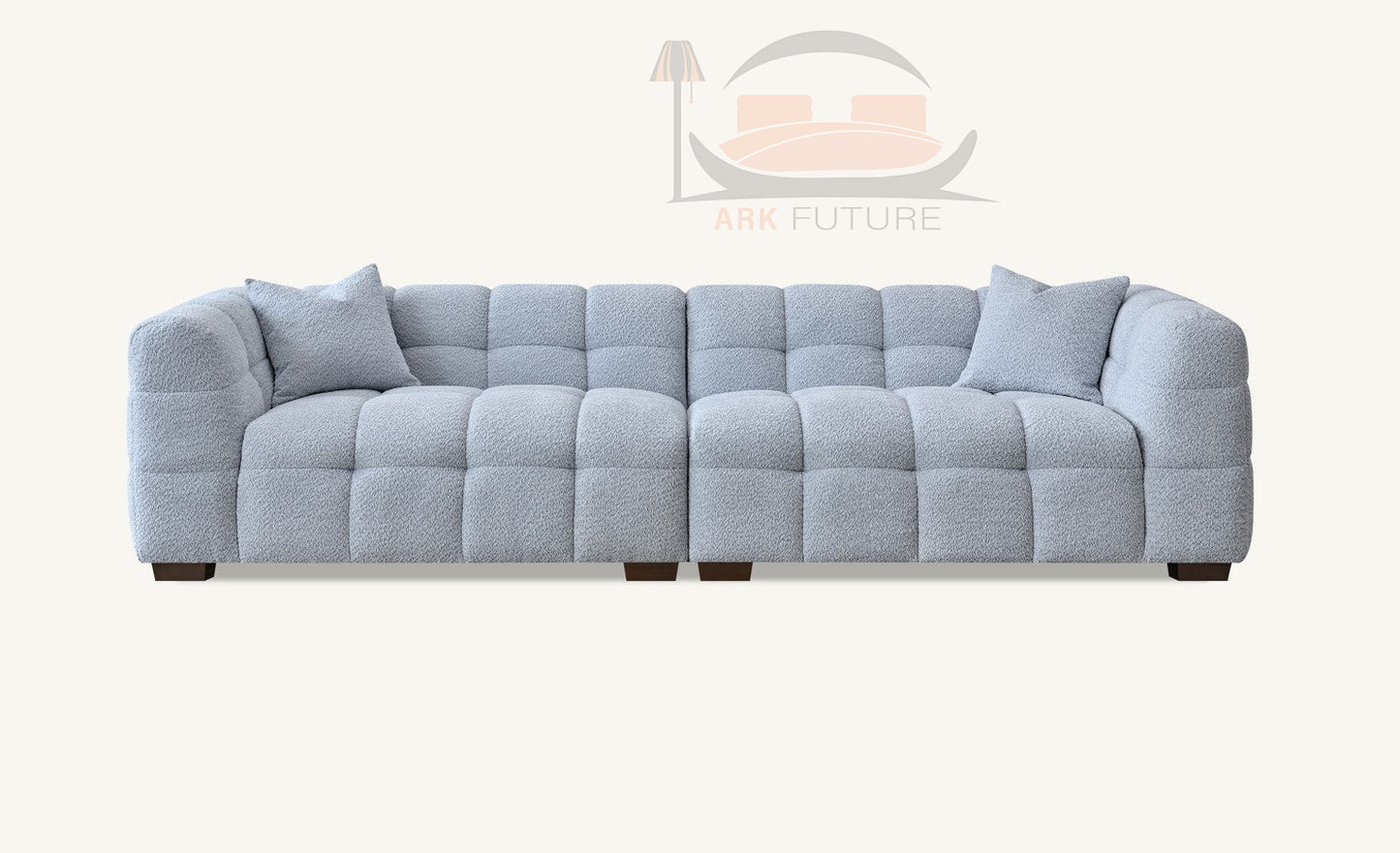 Aluxo Tribeca Comfortable Sofa in Pearl Boucle Fabric