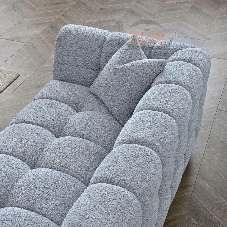 Aluxo Tribeca Comfortable Sofa in Pearl Boucle Fabric