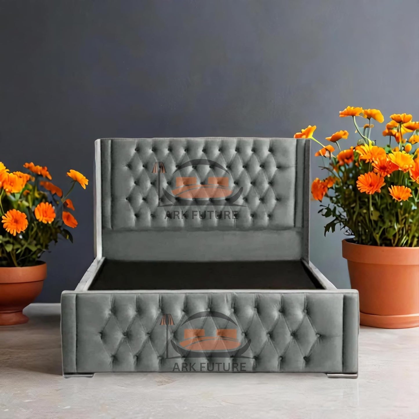 Calgary Upholstered Bed Frame | Modern Fabric Bed with Tufted Headboard