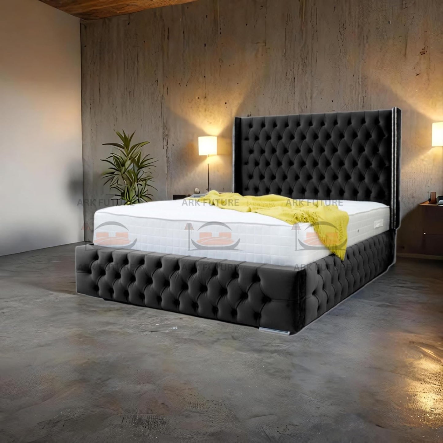 Dino Plush 4-Inch Bed Frame with Winged Headboard