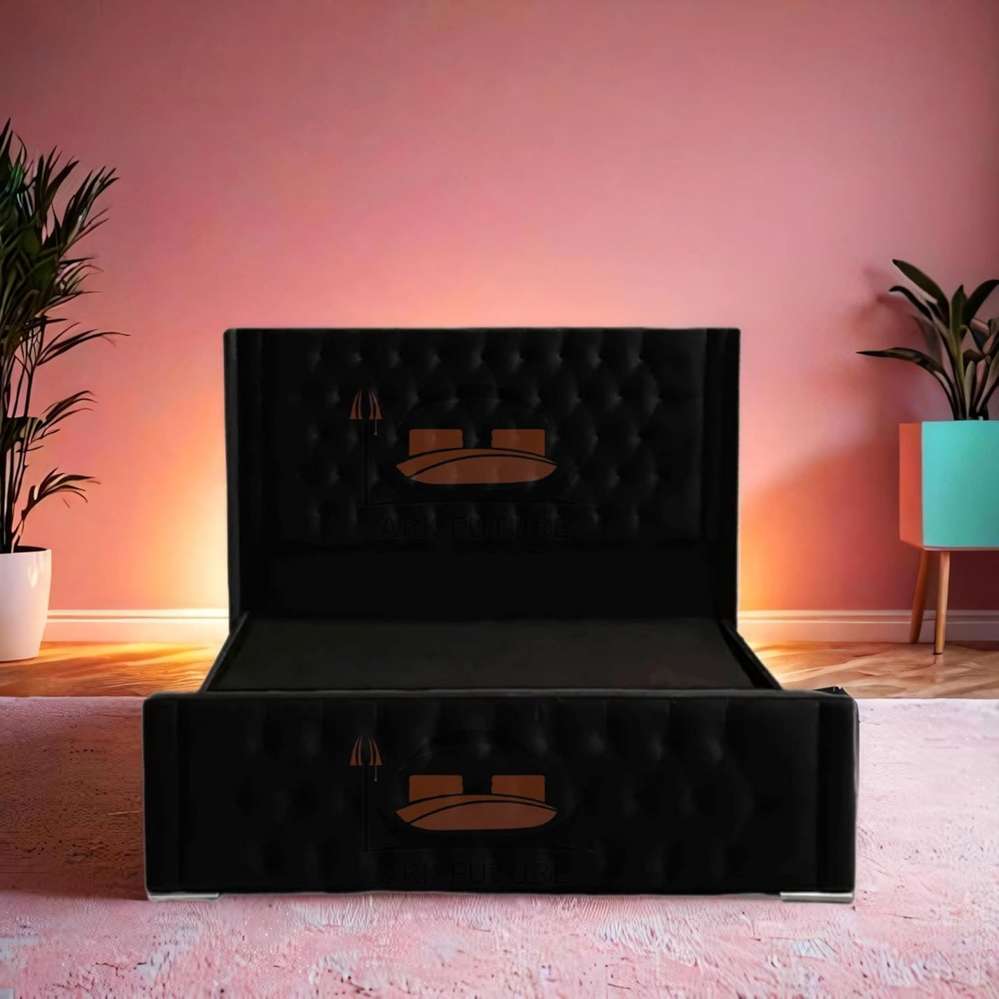 Calgary Upholstered Bed Frame | Modern Fabric Bed with Tufted Headboard