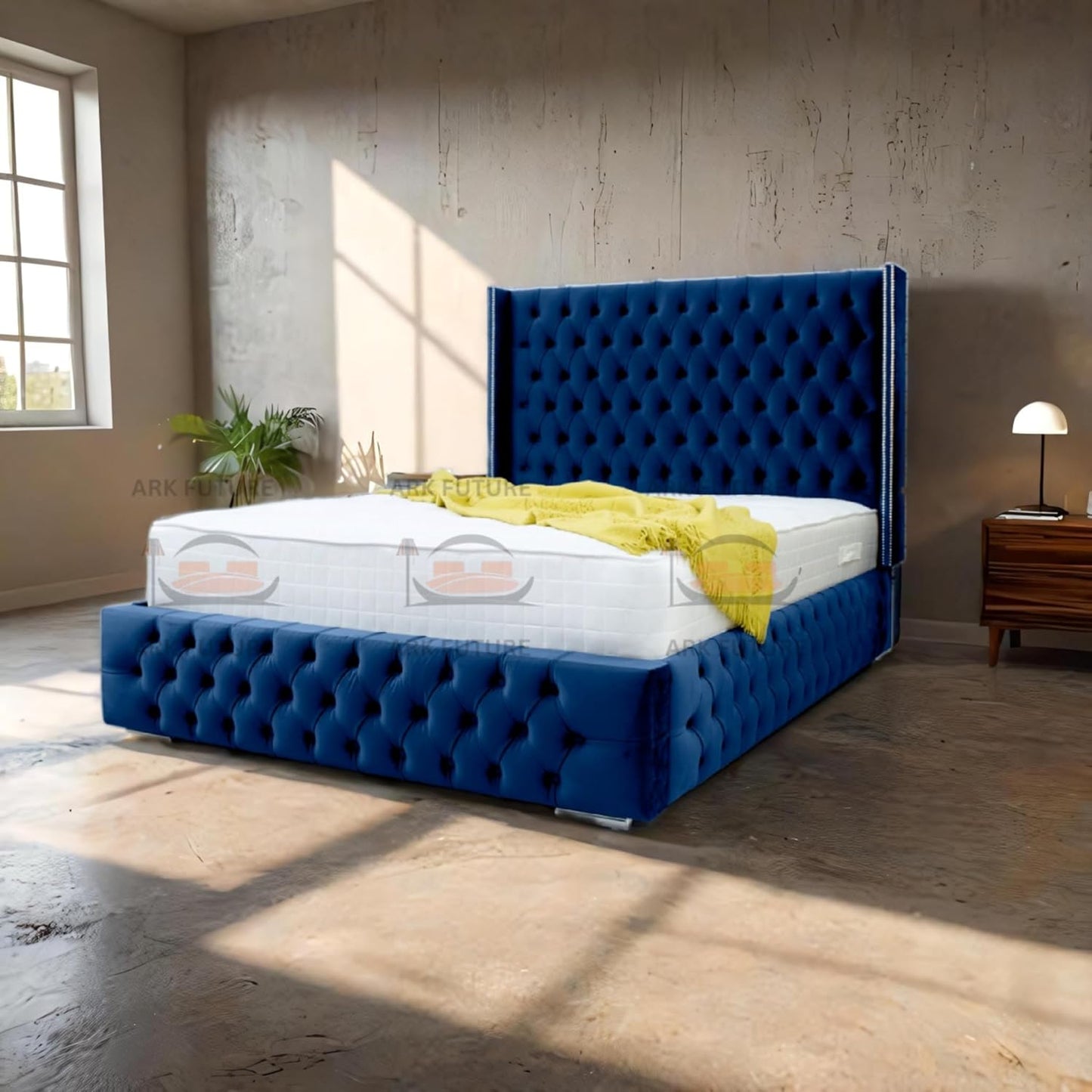Dino Plush 4-Inch Bed Frame with Winged Headboard