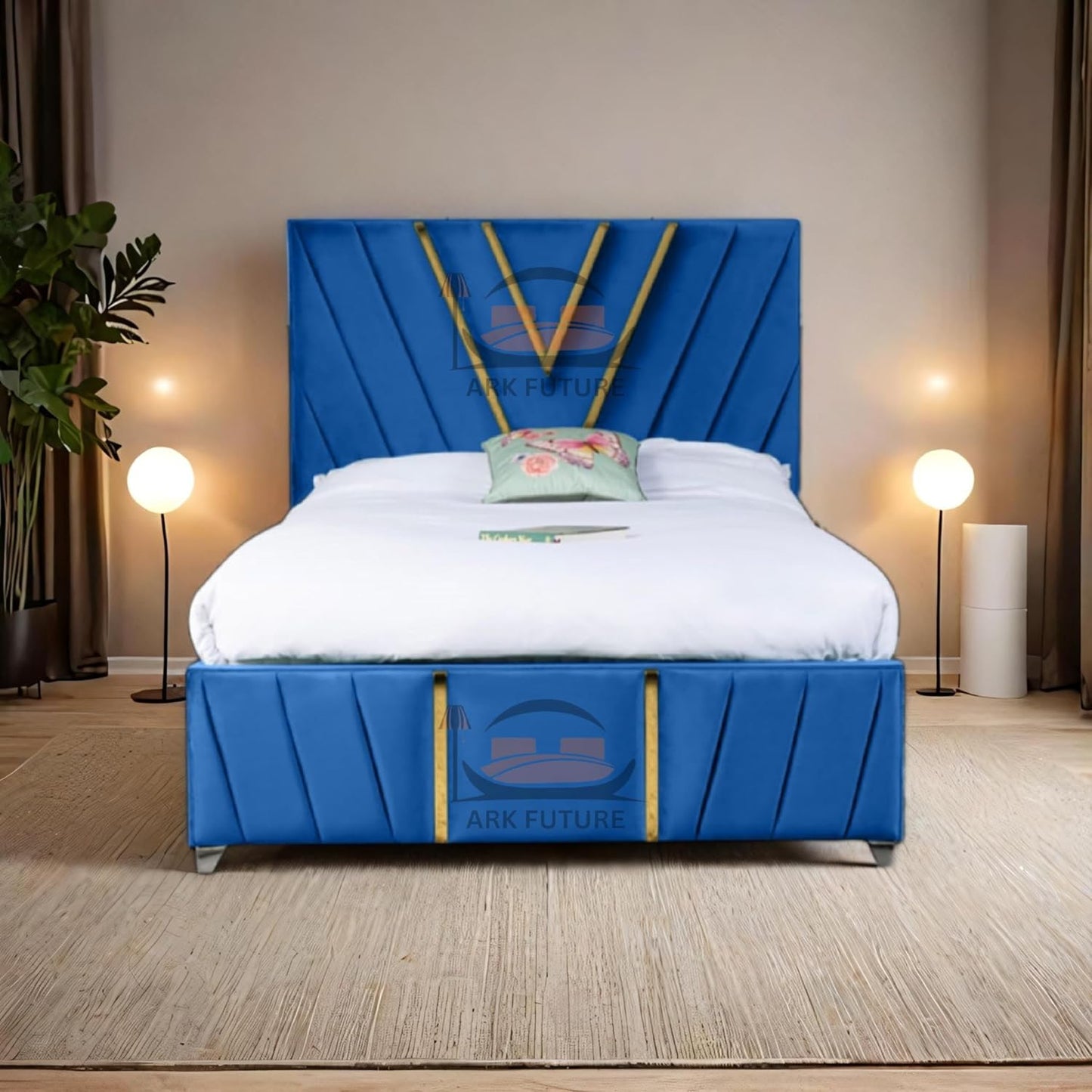 Midnight Mirage Plush Velvet Bed Frame with Tufted Headboard