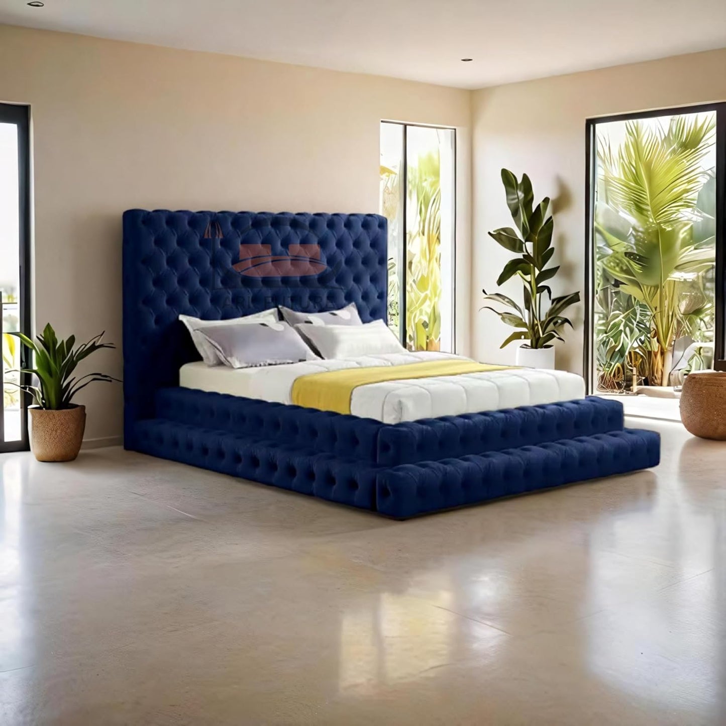 Imperial Manor Upholstered Bed Frame with Tufted Headboard and Timeless Design