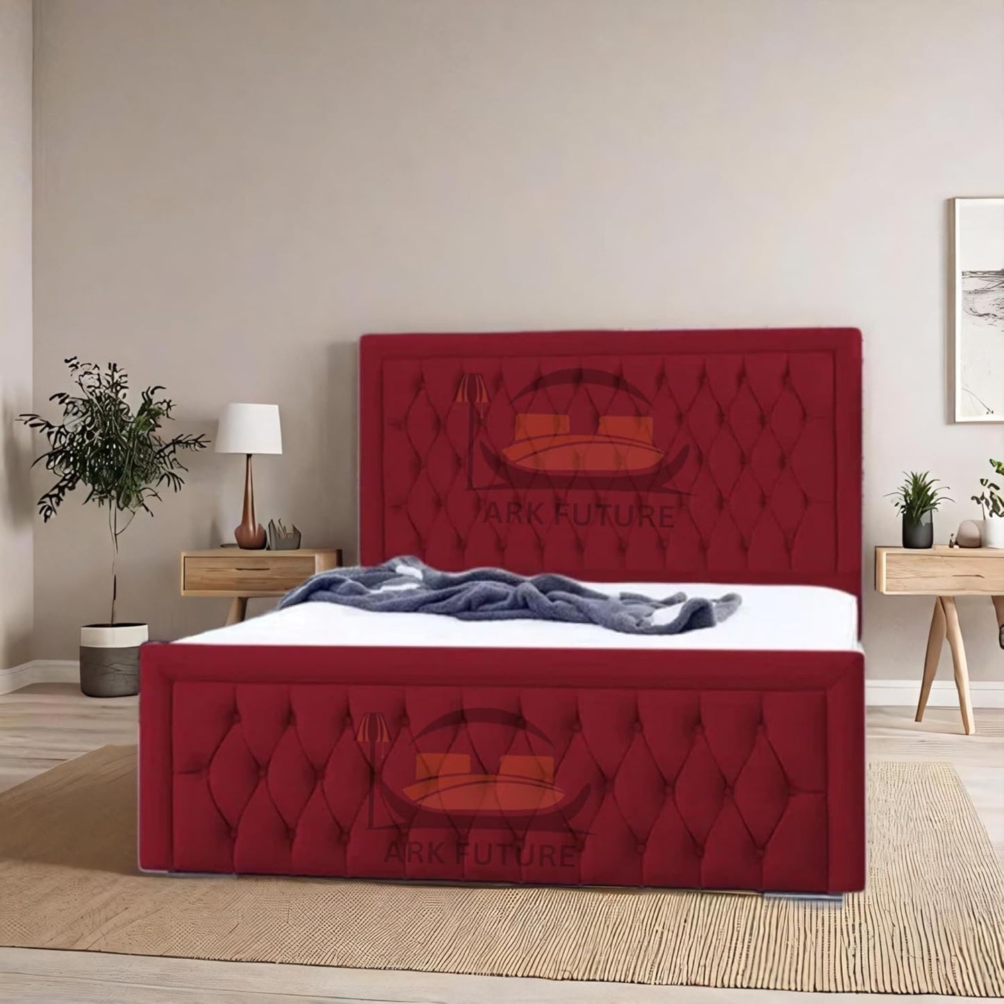 Celeste Upholstered Ottoman Bed – Velvet/Fabric Finish, Storage, Easy Lift, Stylish Headboard