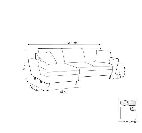 Kyoto Left hand Plush Velvet Sofa Corner Sofa