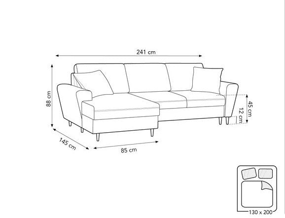 Elentra Corner Sofa in Plush Velvet Fabric with Right and Left Hand Corner Option