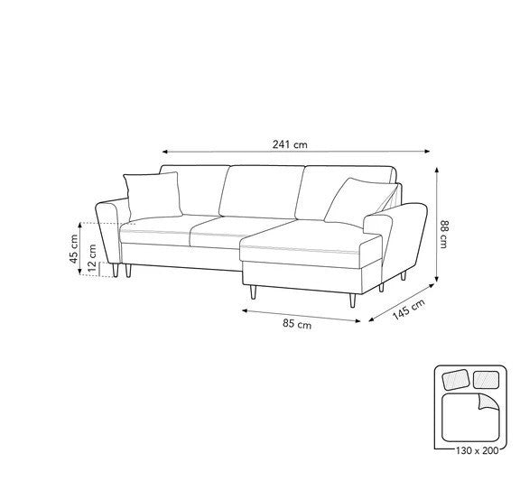 Kyoto Right Sided Corner Sofa in Plush Velvet Fabric