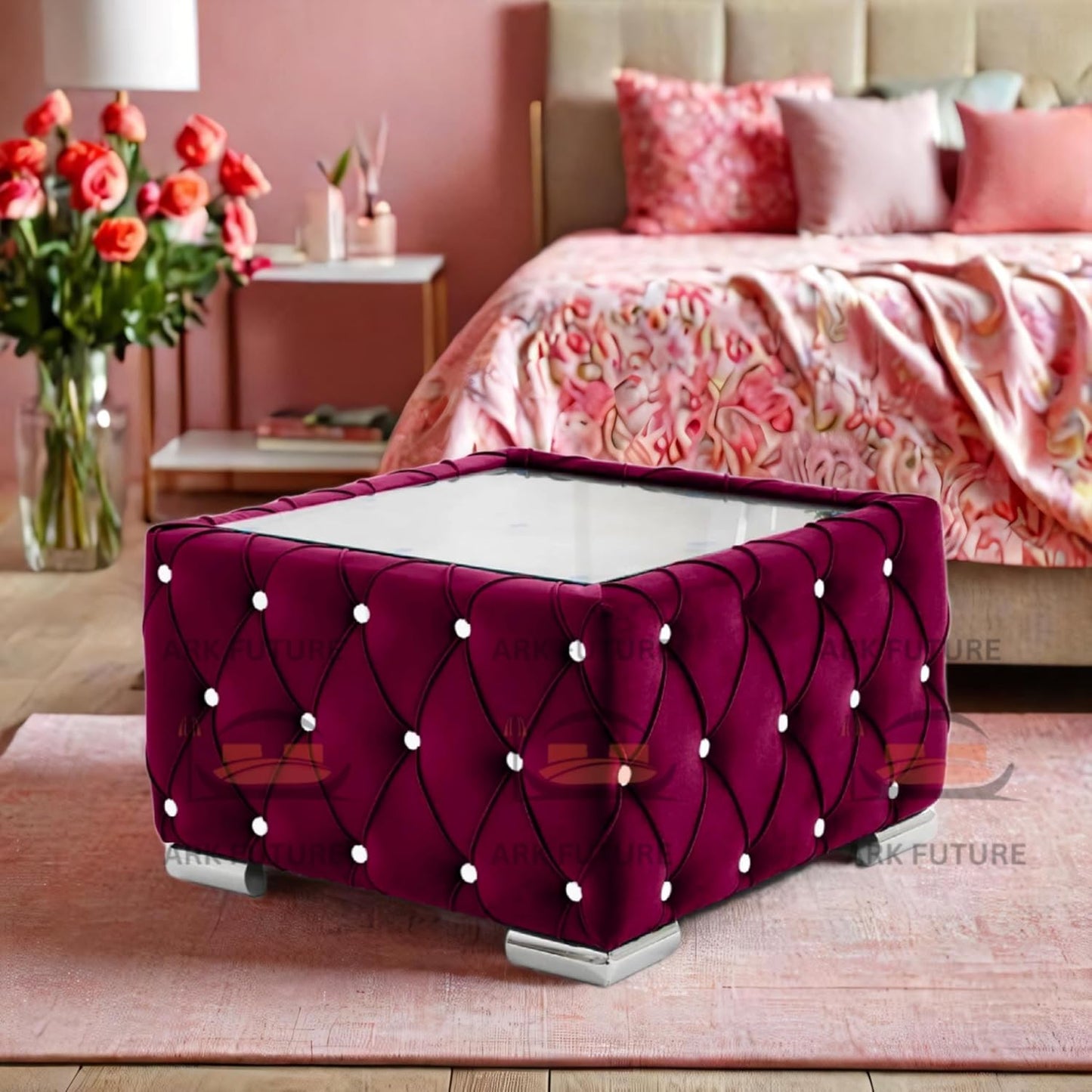 Verona Plush Velvet Square Footstool β Stylish & Comfortable