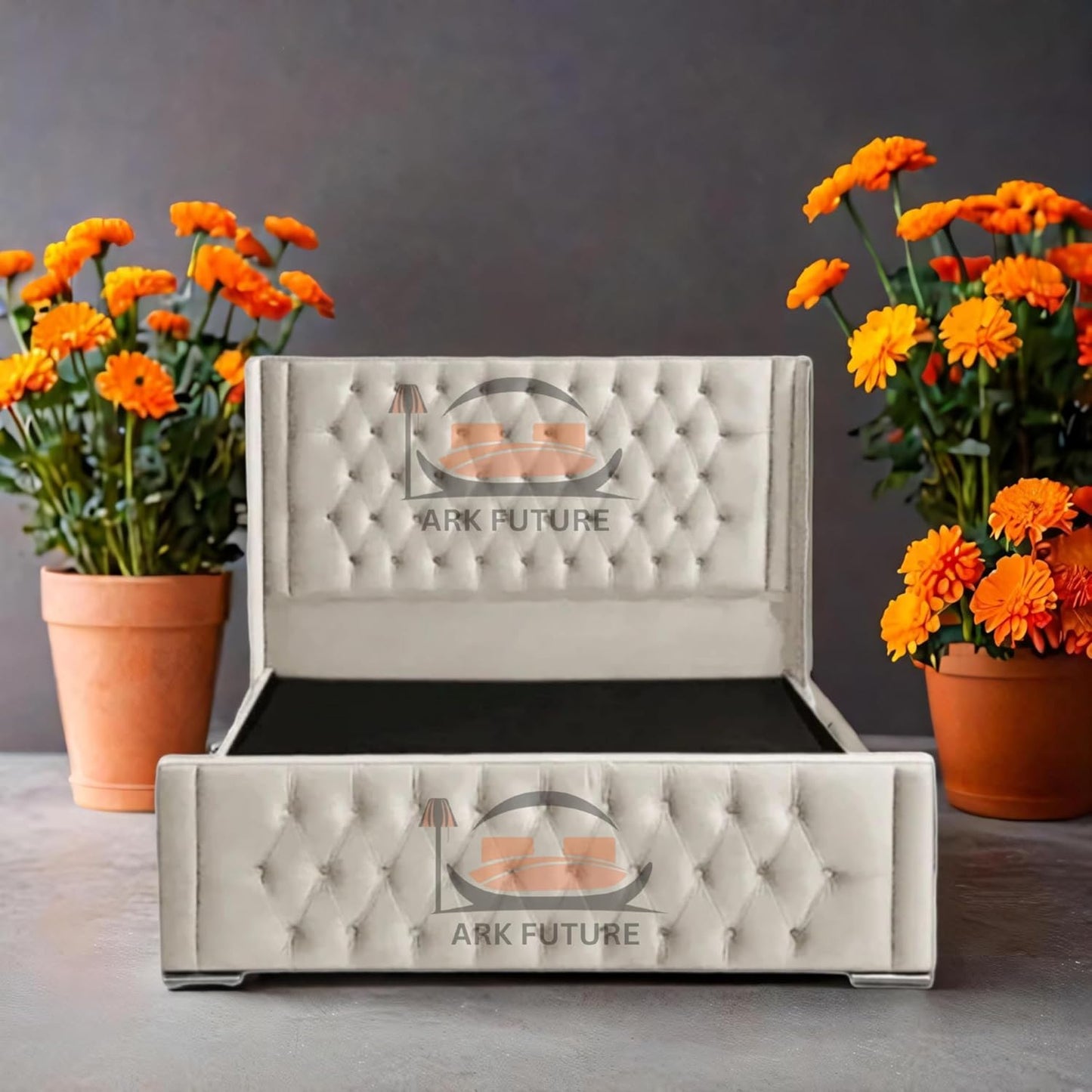 Calgary Upholstered Bed Frame | Modern Fabric Bed with Tufted Headboard