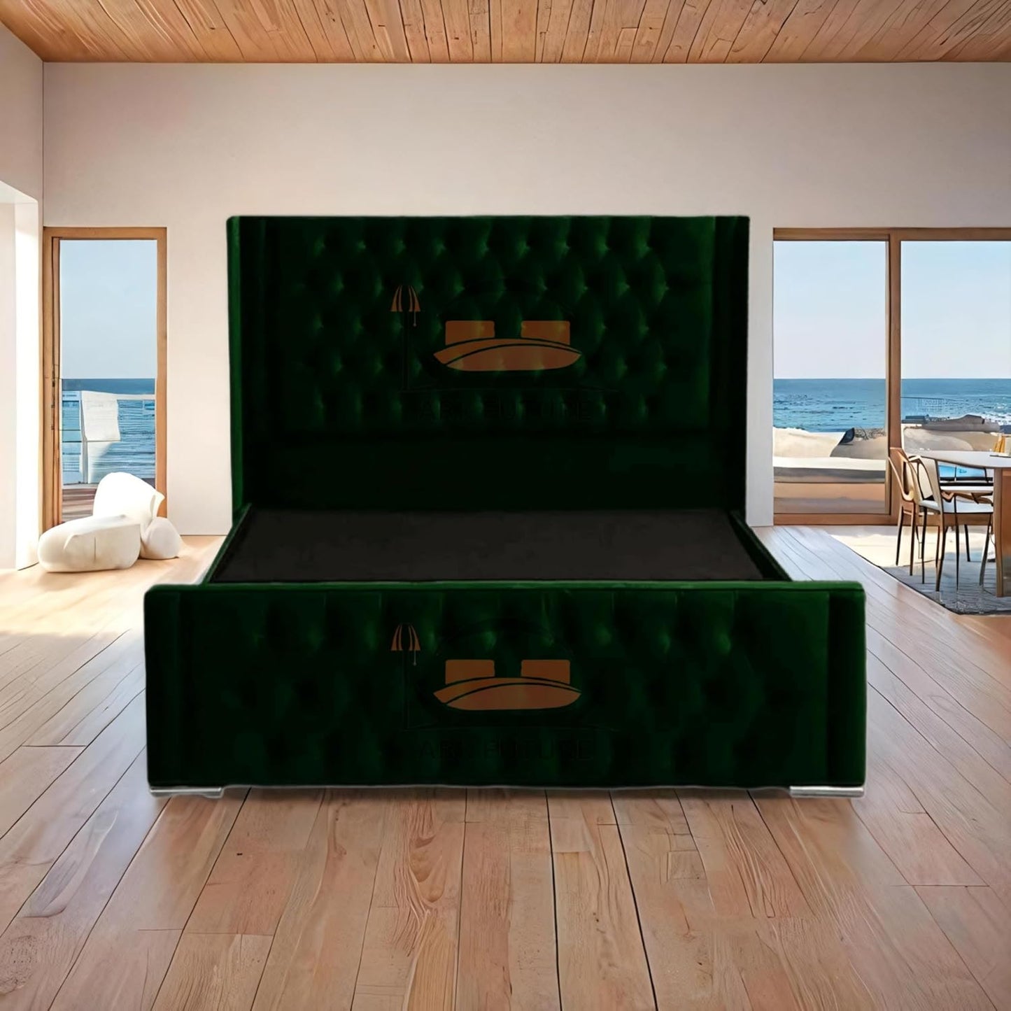 Calgary Upholstered Bed Frame | Modern Fabric Bed with Tufted Headboard