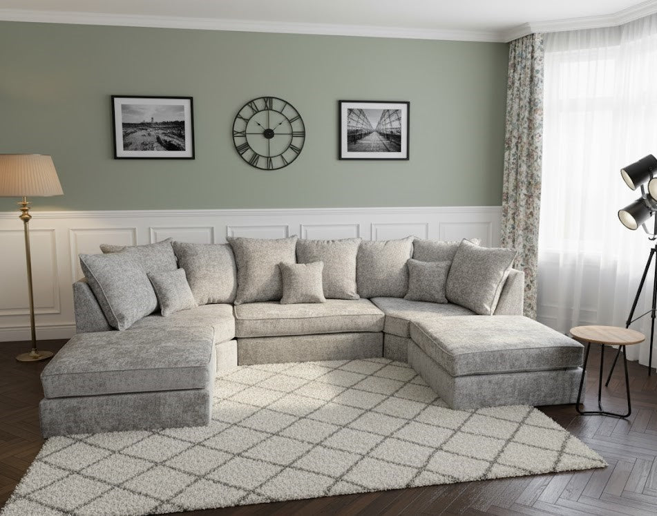 The Urban Nook U-Shaped Sofa In Plush Velvet Fabric