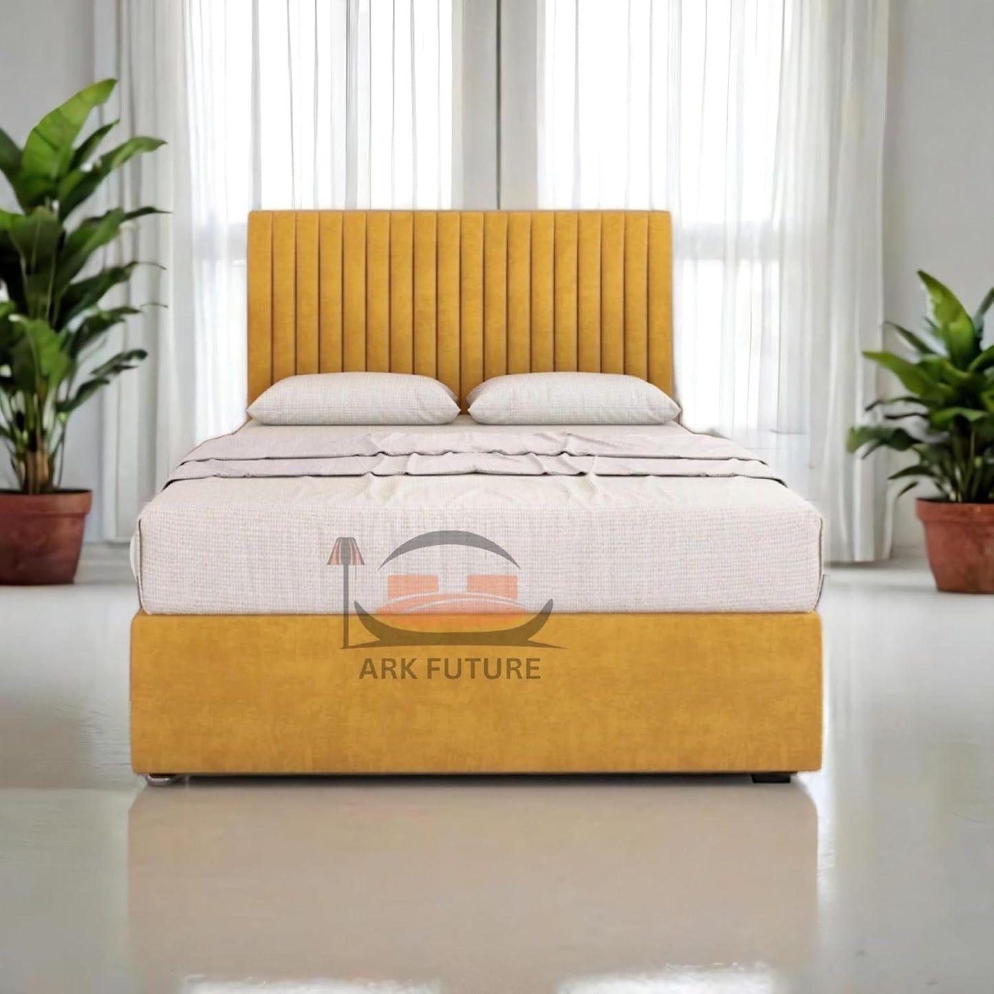 Plush Velvet Bed Frame with Storage and Upholstered Headboard