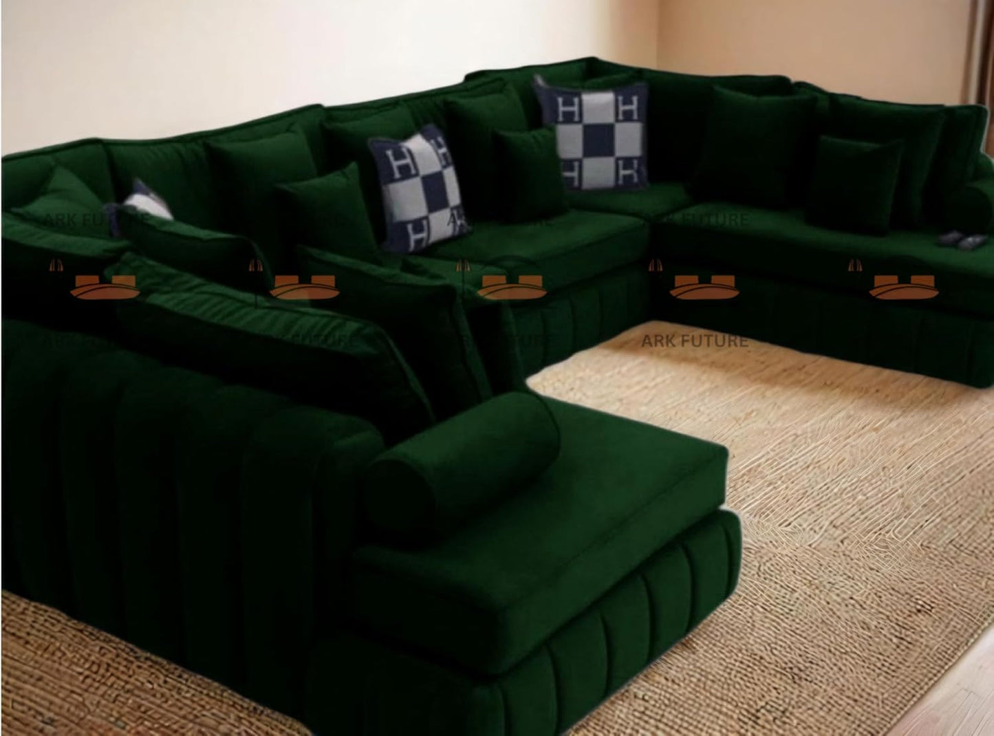 Brick Lane U-Shape Sofa with Contrast Piping – Modern Sectional Couch